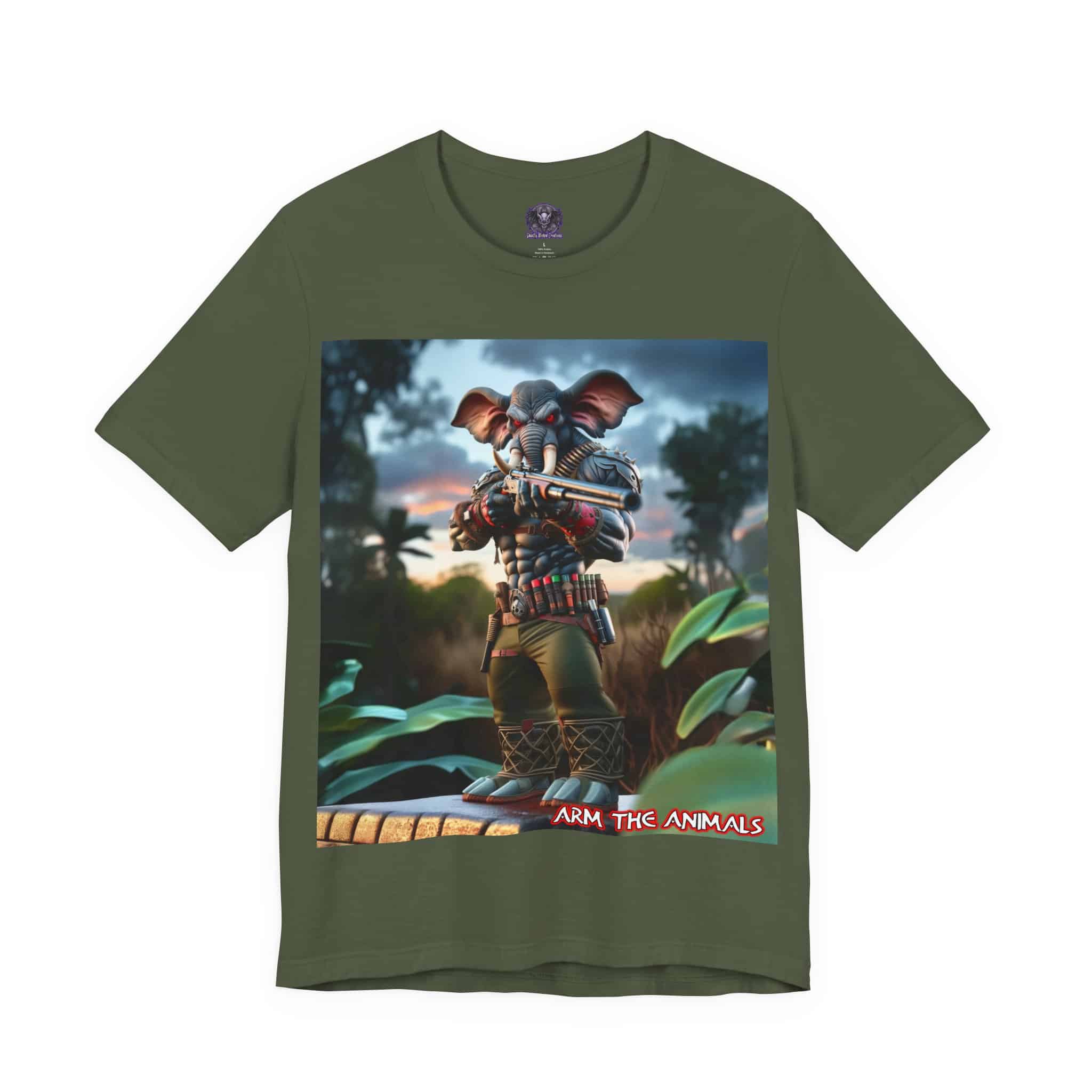 Arm The Animals: Bounty Hunter Elephant #AA-D-El002 Unisex Jersey Short Sleeve Tee - Image 47