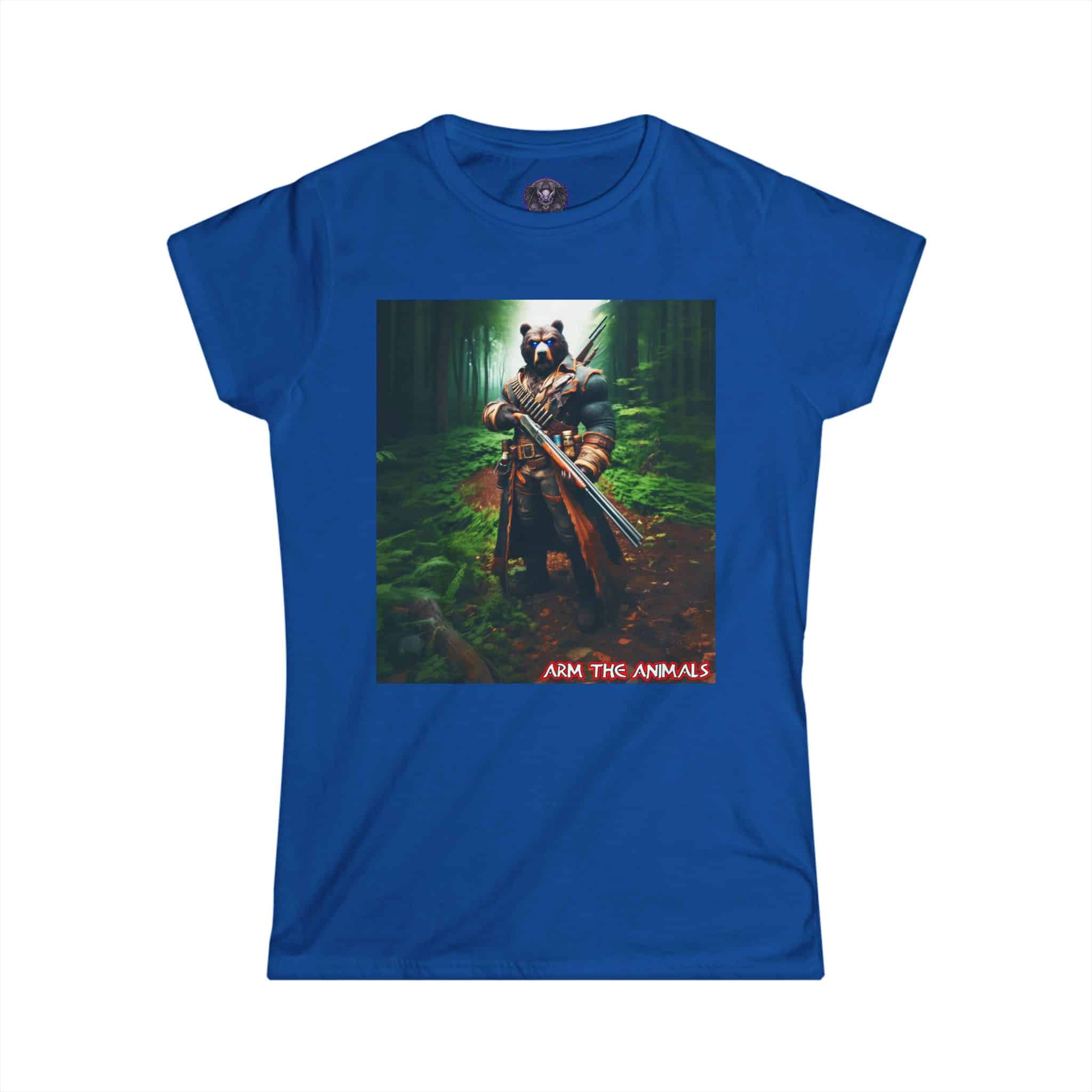 Arm The Animals: Hunter Bear #AA-D-Be001 Women's Softstyle Tee - Image 25