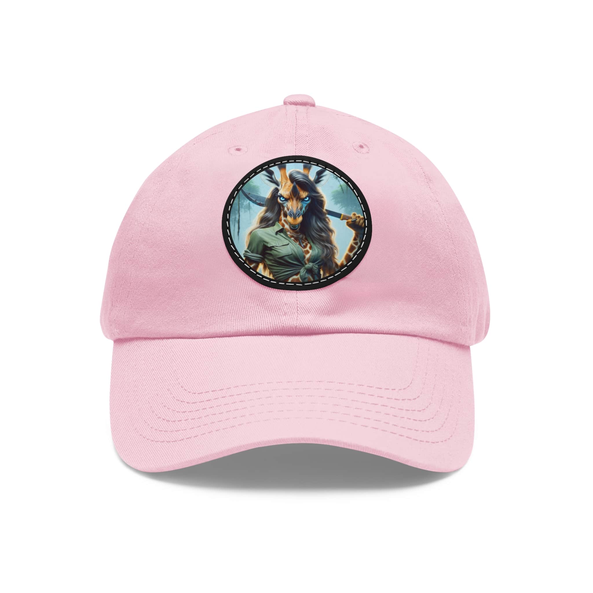 Arm The Animals: Hunter Giraffe Girl #AA-D-Gi001 Artistic Round Leather Patch Dad Hat - Stylish Casual Cap - Image 86