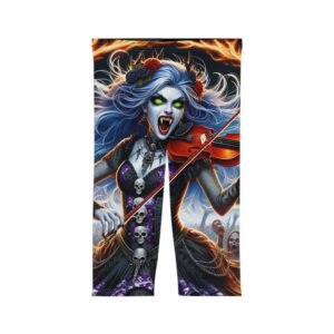 Ariel Undead Angel Violinist Women’s Capri Leggings (AOP)