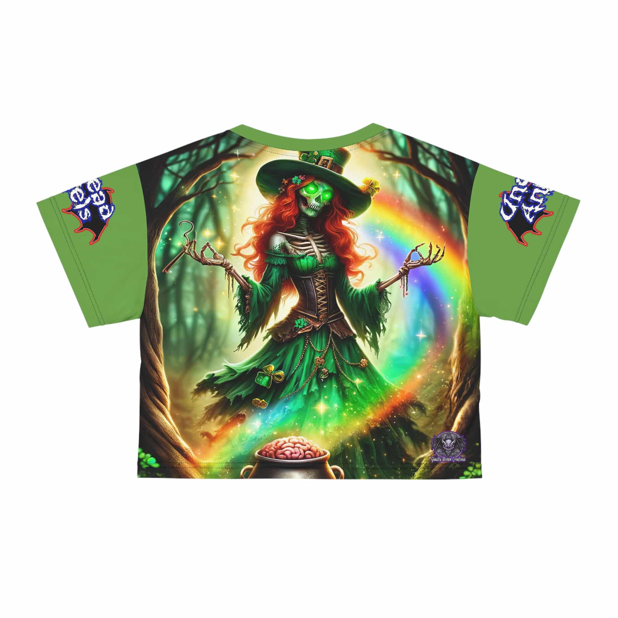 Fiona Undead Angel Leprechaun Queen #DFZ-004B Crop Tee (AOP) - Image 6