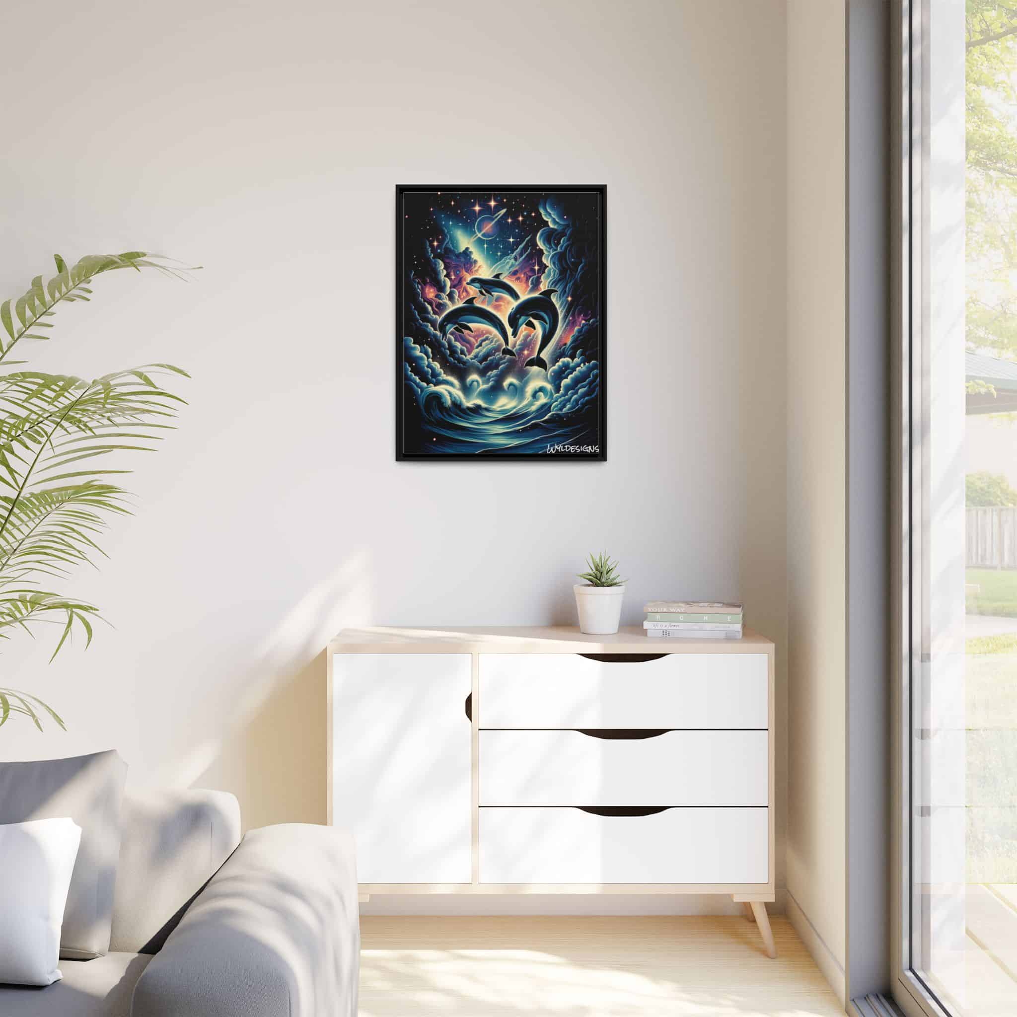 Cosmic Dolphins WD-D008 By Wyldesigns Matte Canvas, Black Frame - Image 12