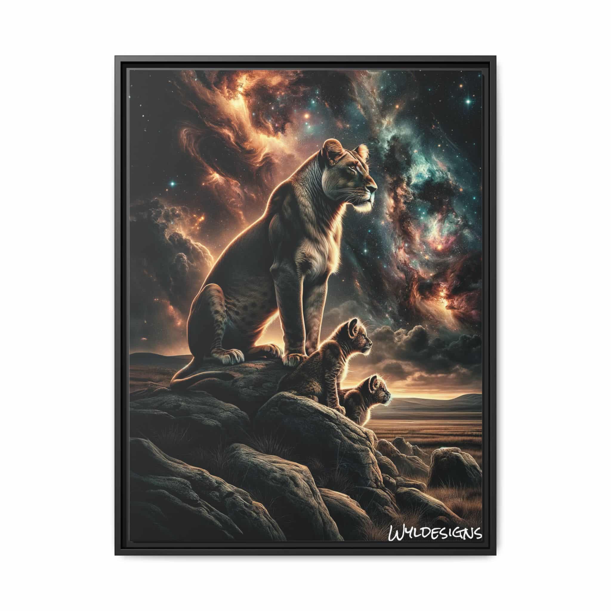 Lioness & Cubs WD-D010 By Wyldesigns Matte Canvas, Black Frame - Image 10