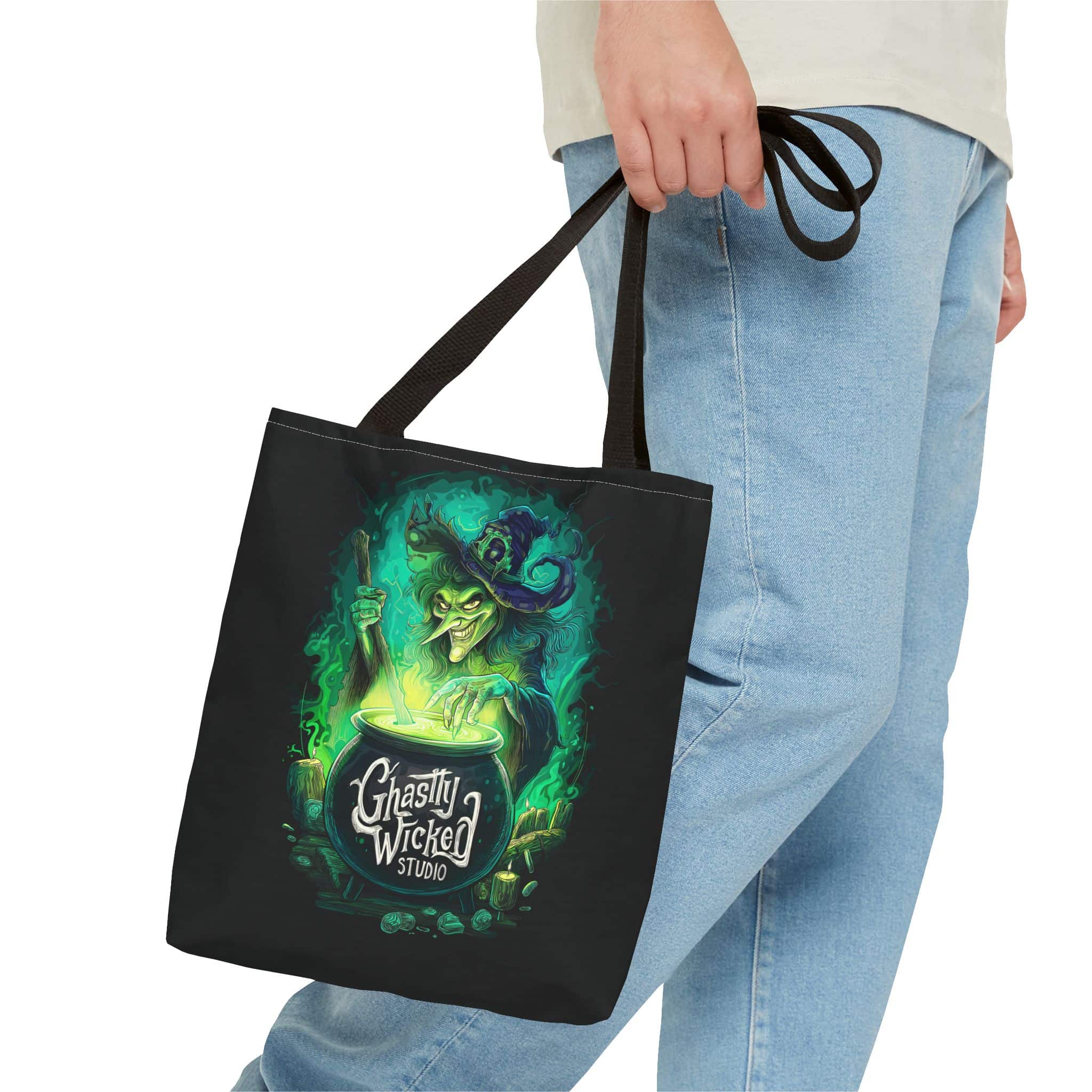 Ghastly Wicked Cauldron Witch Tote Bag (AOP) - Image 11