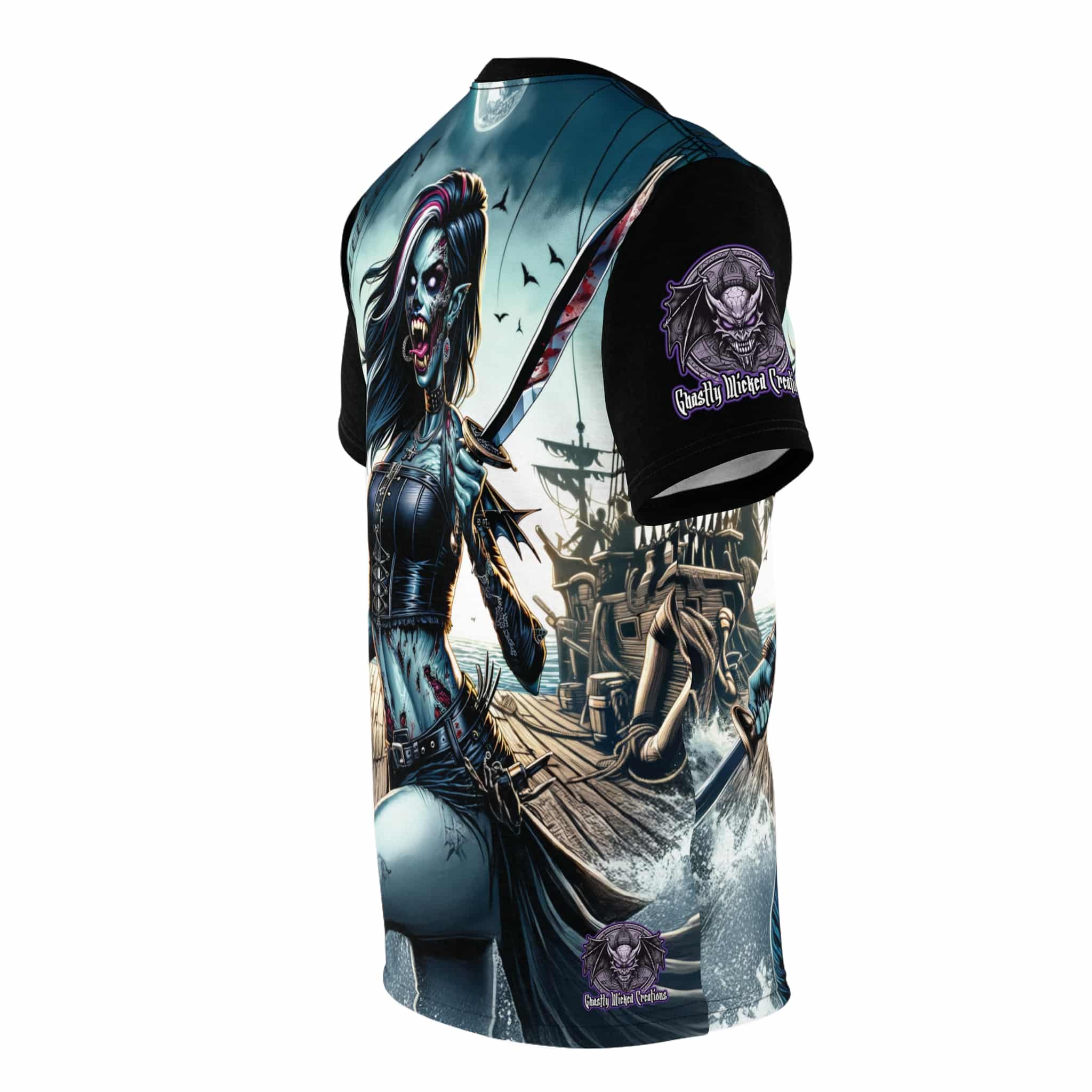 Undead Pirate Lass #ML-D-UP004 Unisex Cut & Sew Tee (AOP) - Image 4
