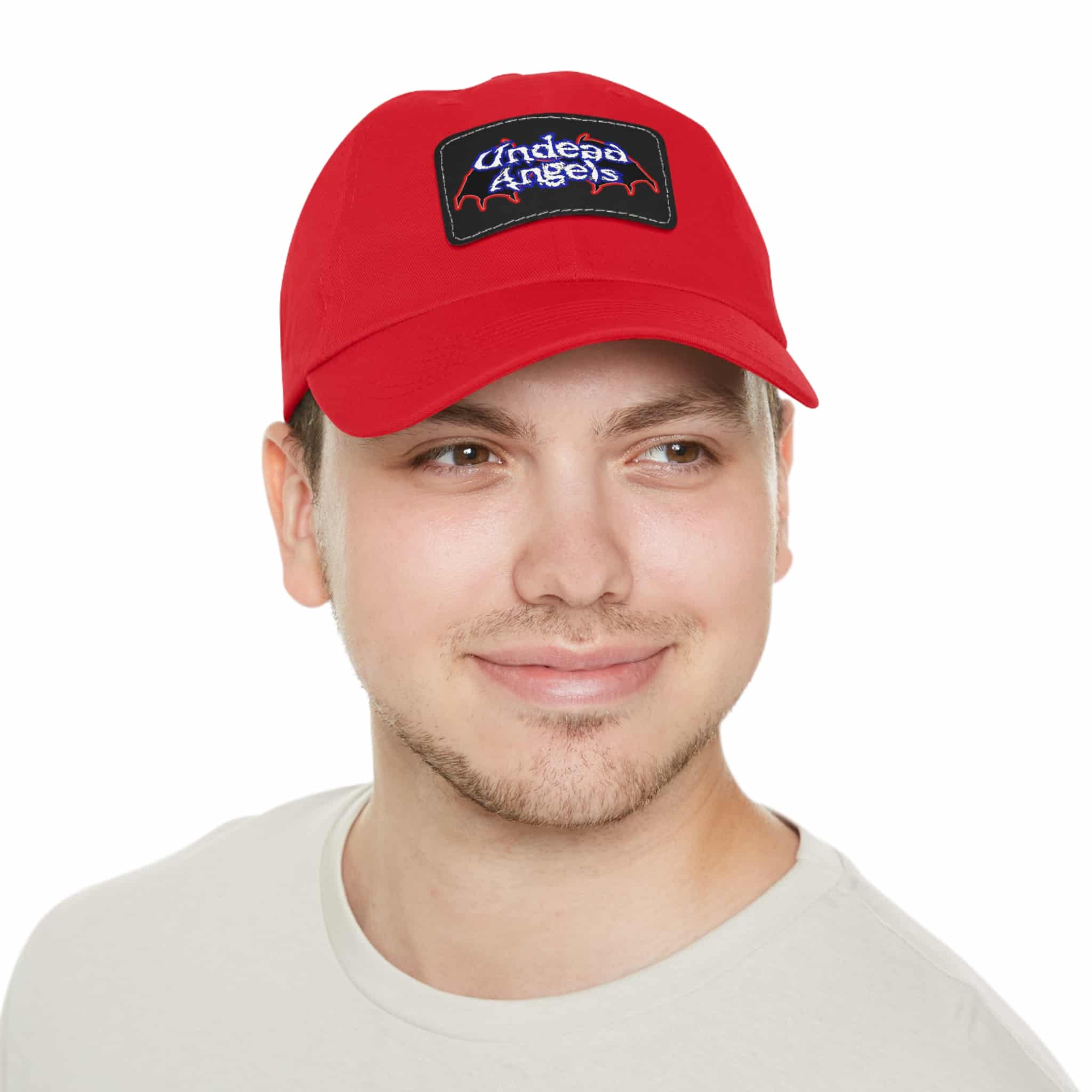 Undead Angels Logo Leather Patch Dad Hat - Casual Style for Music Lovers - Image 95
