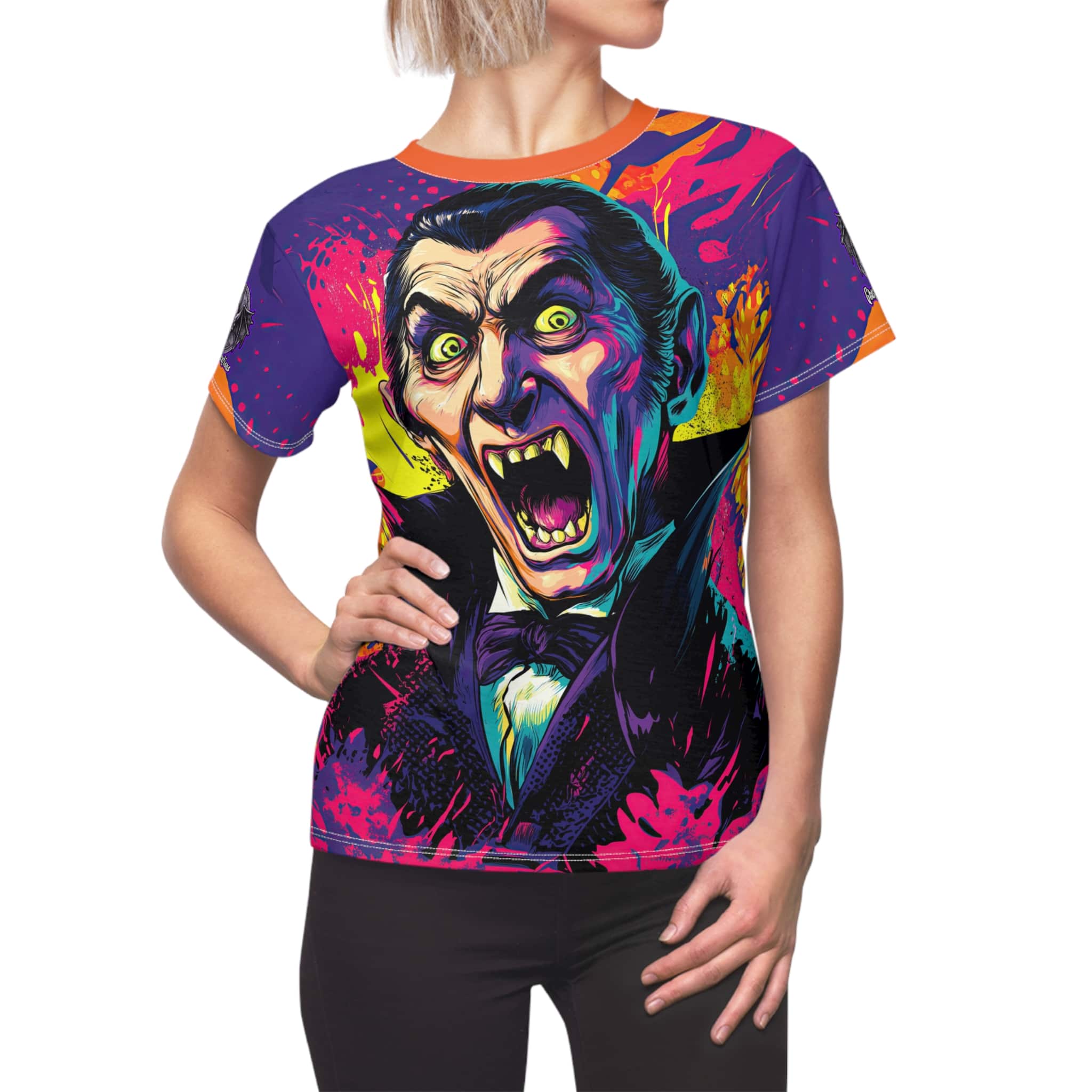 Dracula Pop 60's Art Style Woman's Tee (AOP) - Image 10