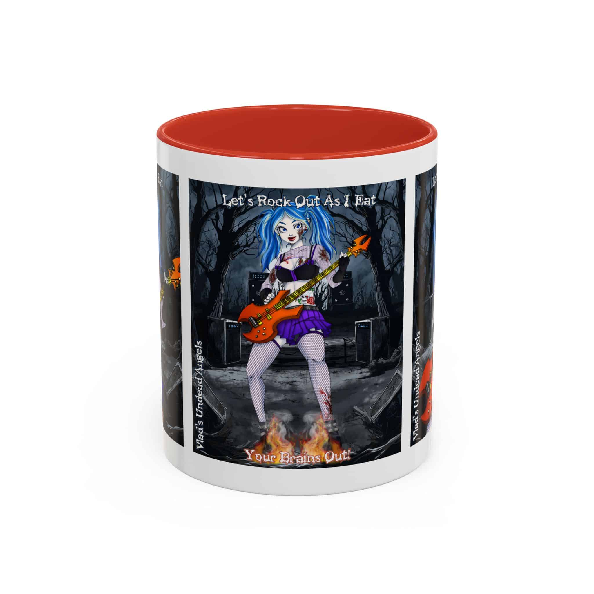Ashley Undead Angel Zombie Bass Guitarist – Classic Art V2 w/Text Accent Coffee Mug (11, 15oz) - Image 6