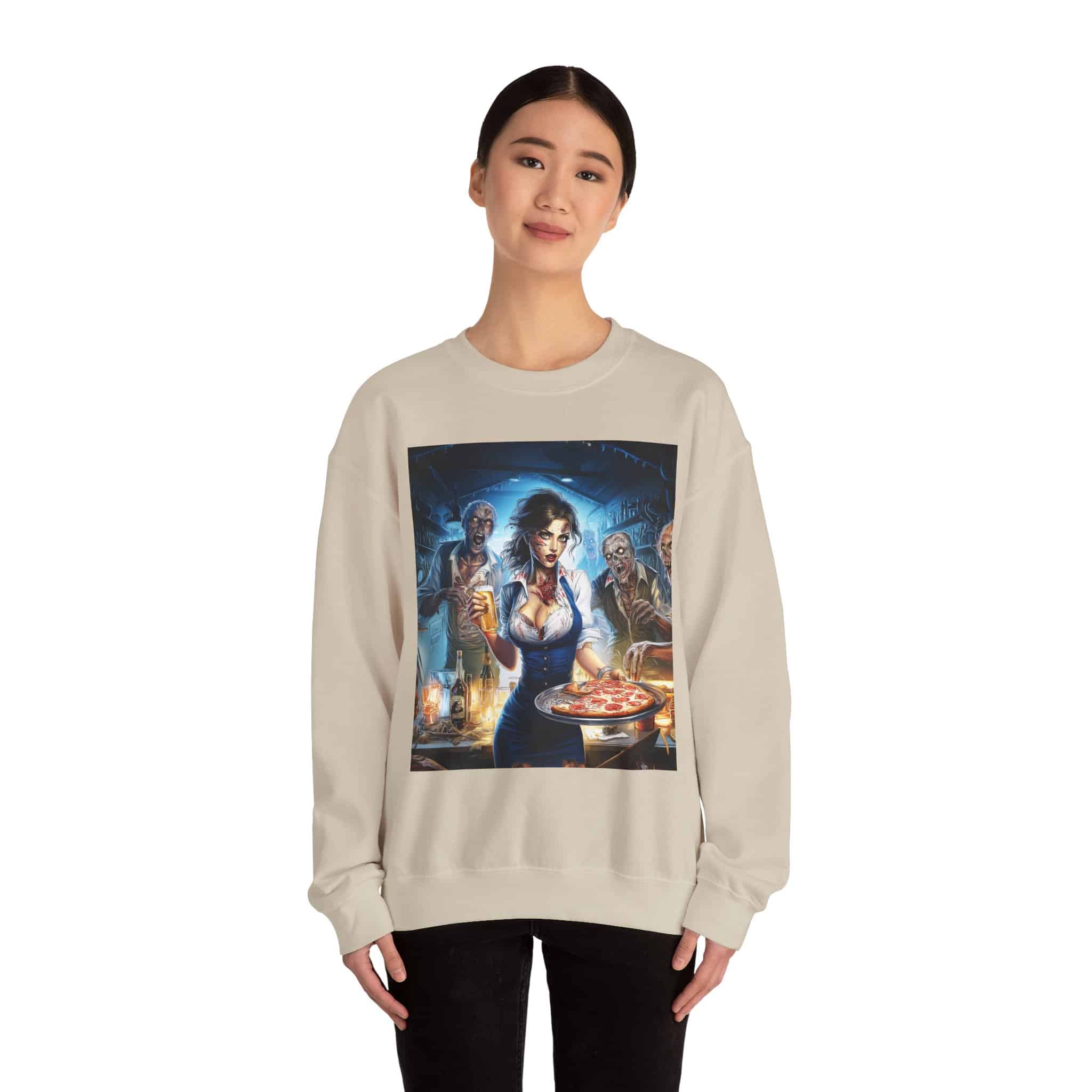 Zombies In Everyday Life Waitress 2025-04 Unisex Heavy Blend™ Crewneck Sweatshirt - Image 12