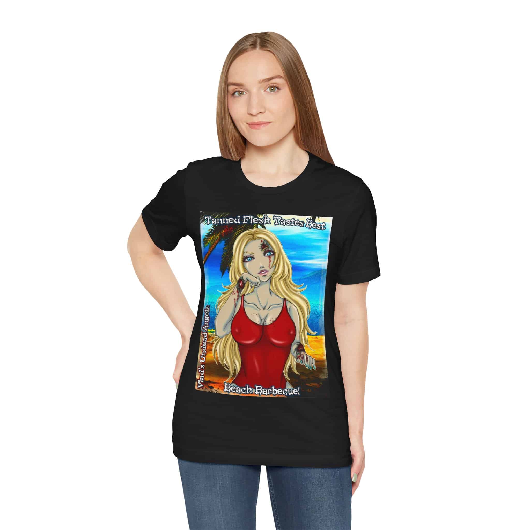 Shay Undead Angel Zombie Lifeguard - Classic Art w/Text C1 Unisex Jersey Short Sleeve Tee - Image 6