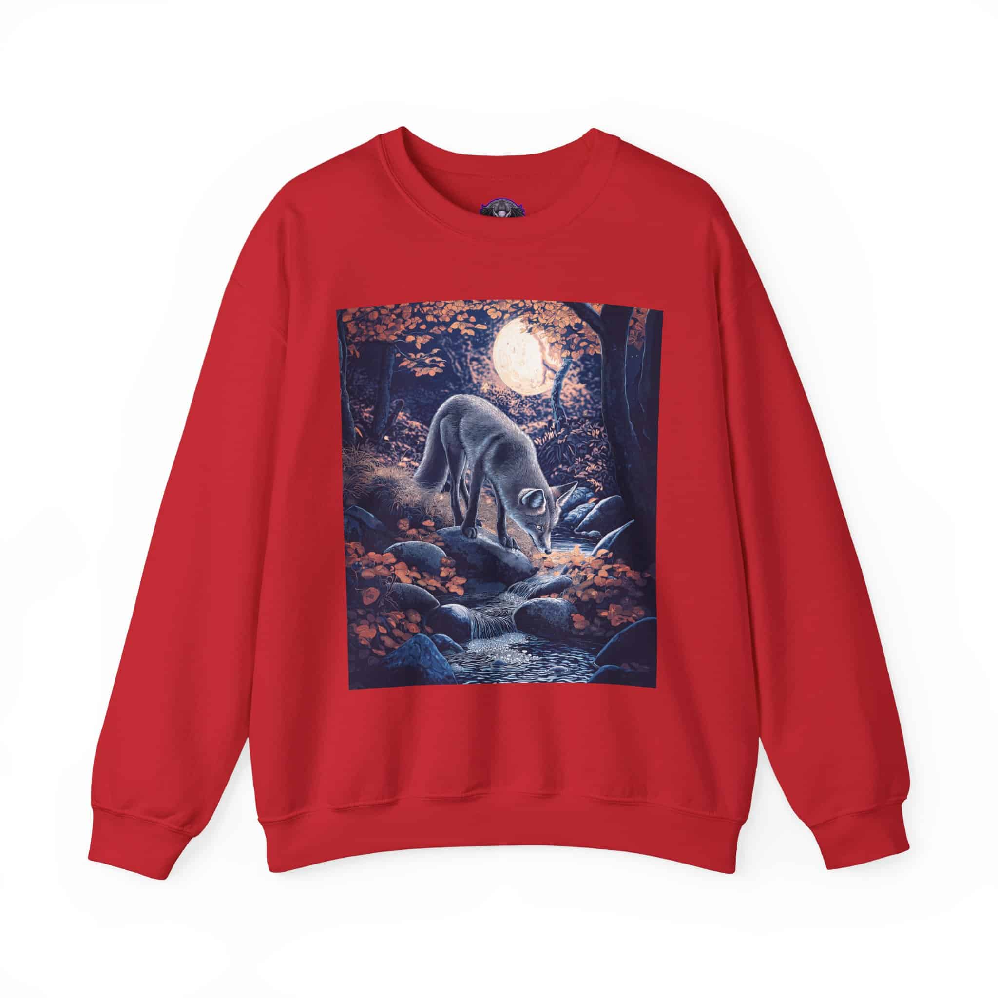 Fox By Stream At Moonlight by Wyldesigns Unisex Heavy Blend™ Crewneck Sweatshirt - Image 29