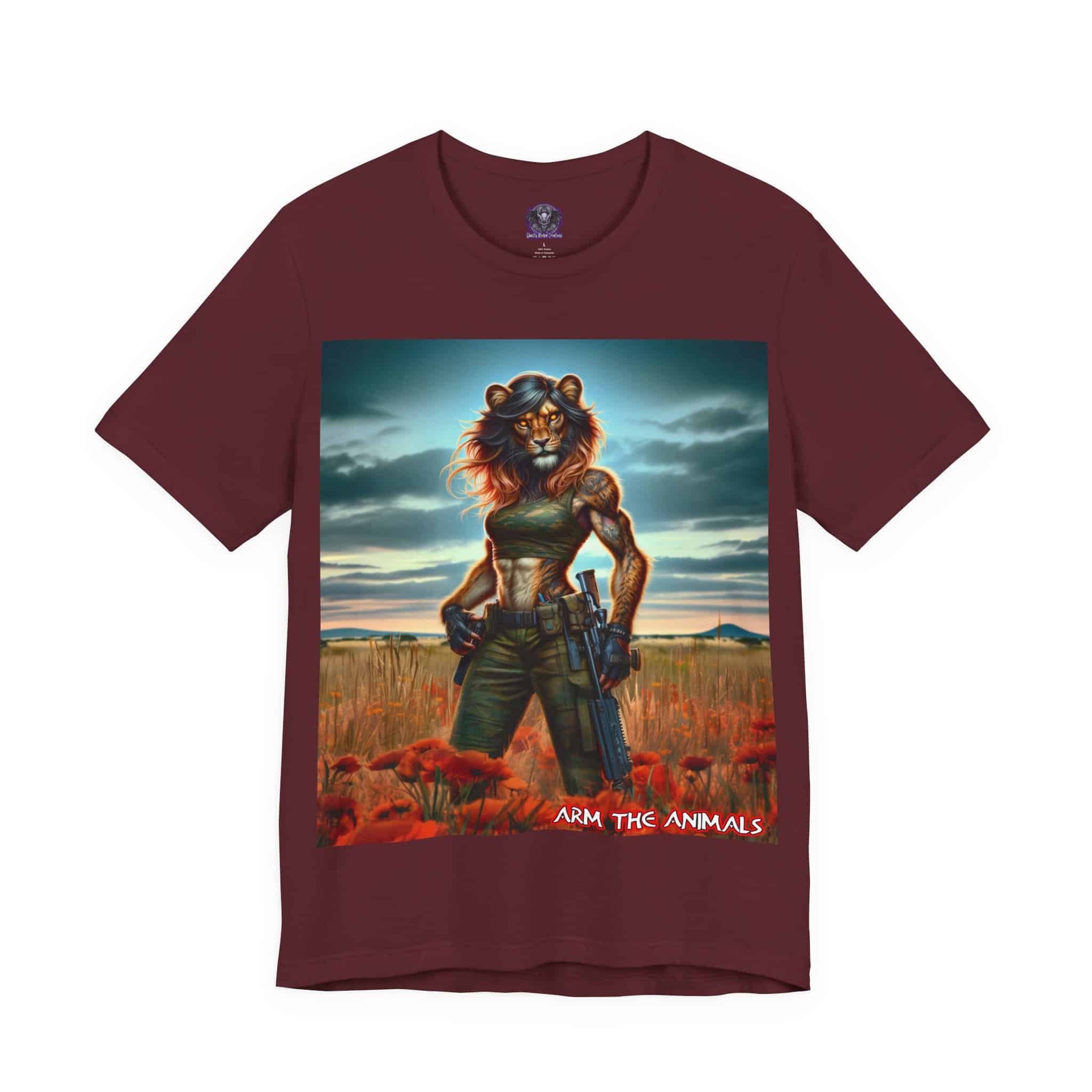 Arm The Animals: Hunter Lioness #AA-D-Lis001 Unisex Jersey Short Sleeve Tee - Image 28