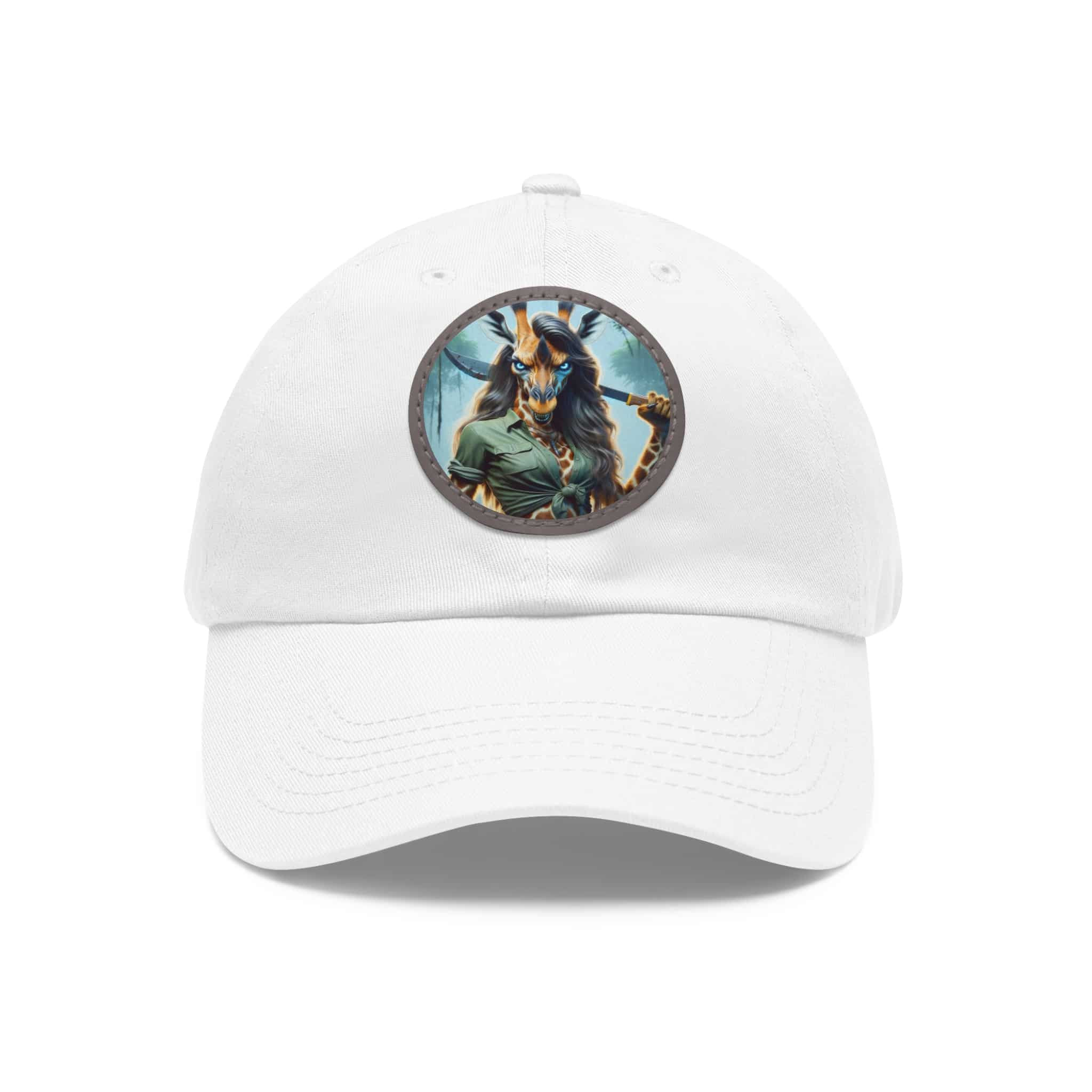 Arm The Animals: Hunter Giraffe Girl #AA-D-Gi001 Artistic Round Leather Patch Dad Hat - Stylish Casual Cap - Image 11