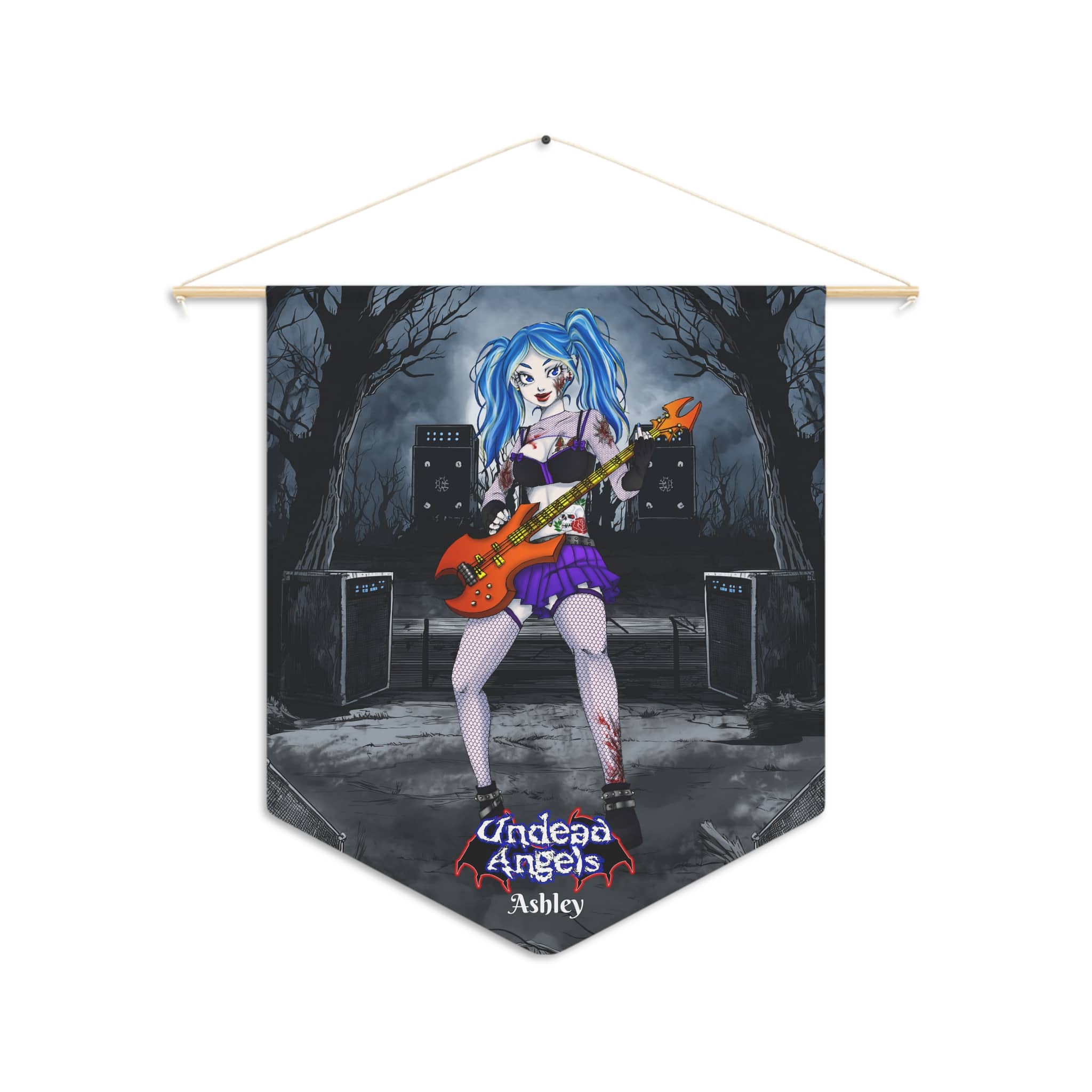 Ashley Undead Angel Bass Guitarist Classic Art Pennant