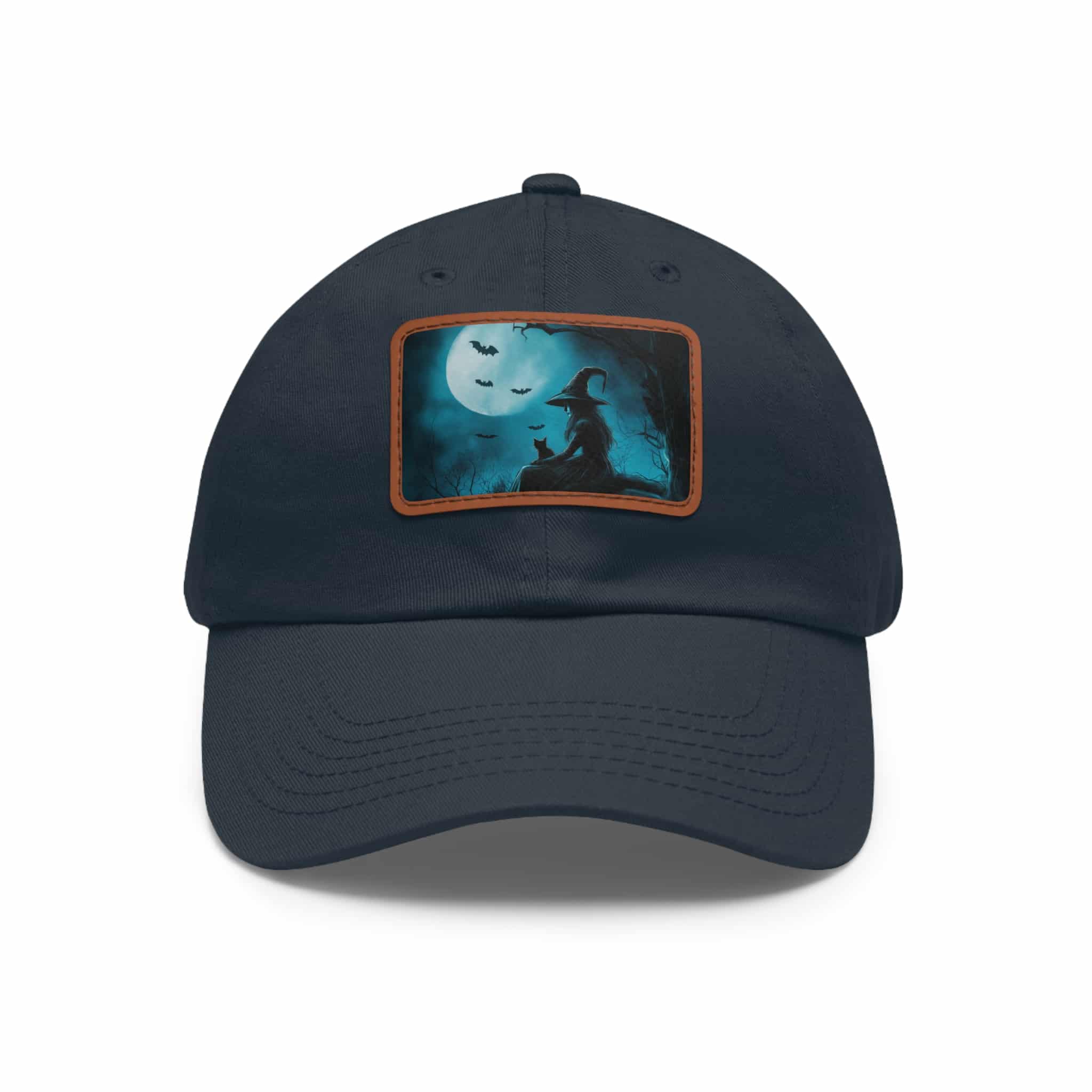 Witch With Black Cat By Moonlight #MJ-W003 Logo Leather Patch Dad Hat - Casual Style for Music Lovers - Image 81