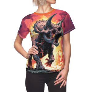 Zombie Triceratops In Volcanic Wasteland Tee Women's (AOP)