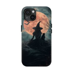 Witch With Black Cat By Moonlight #MJ-W004 iPhone 15 & 16 Tough Phone Cases