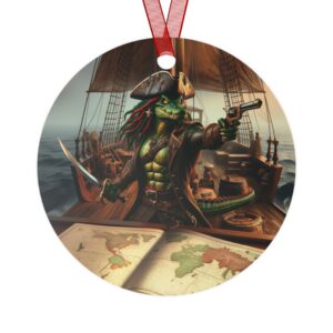 Arm The Animals: Pirate Gator Navigating #AA-D-PG002b Metal Ornaments