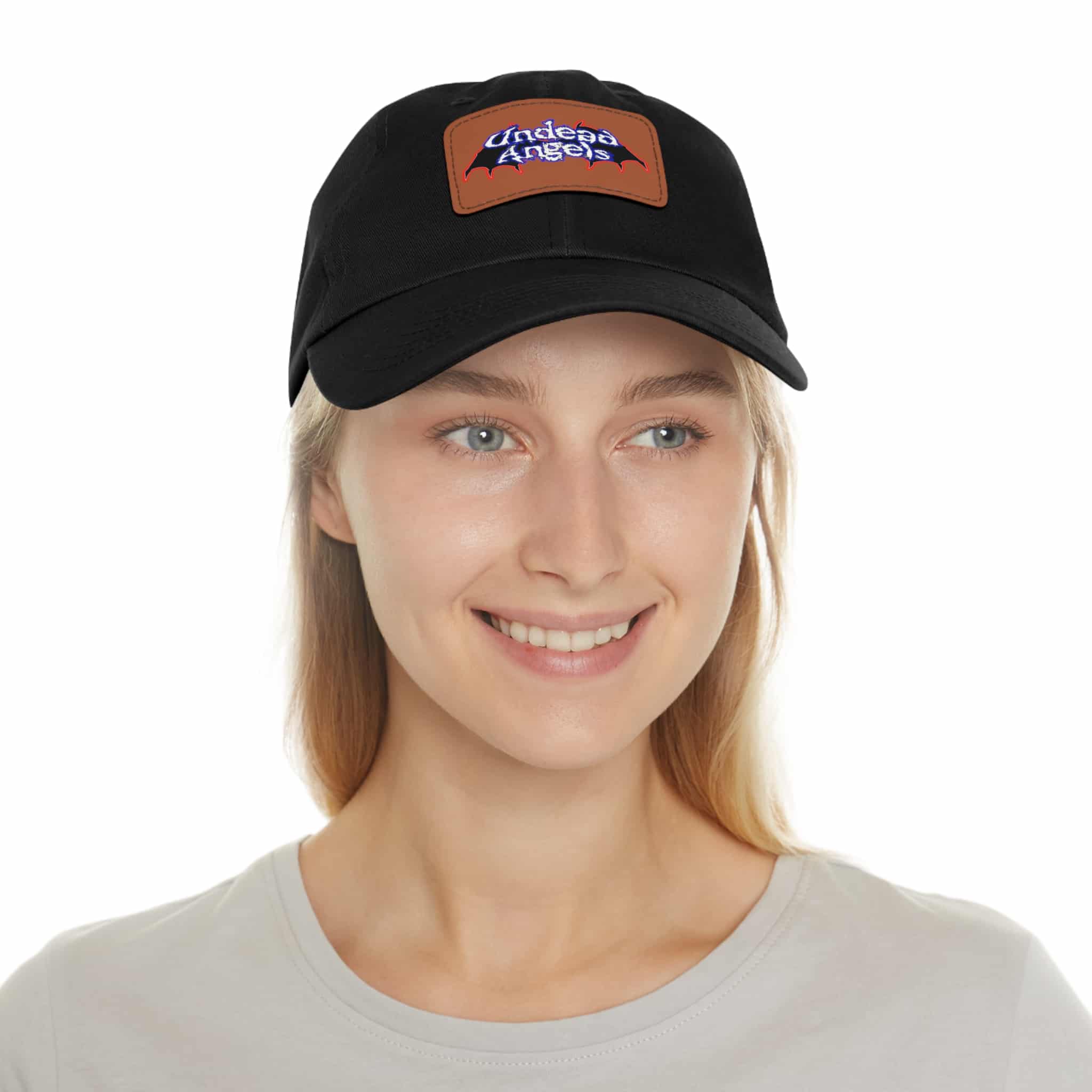 Undead Angels Logo Leather Patch Dad Hat - Casual Style for Music Lovers - Image 4