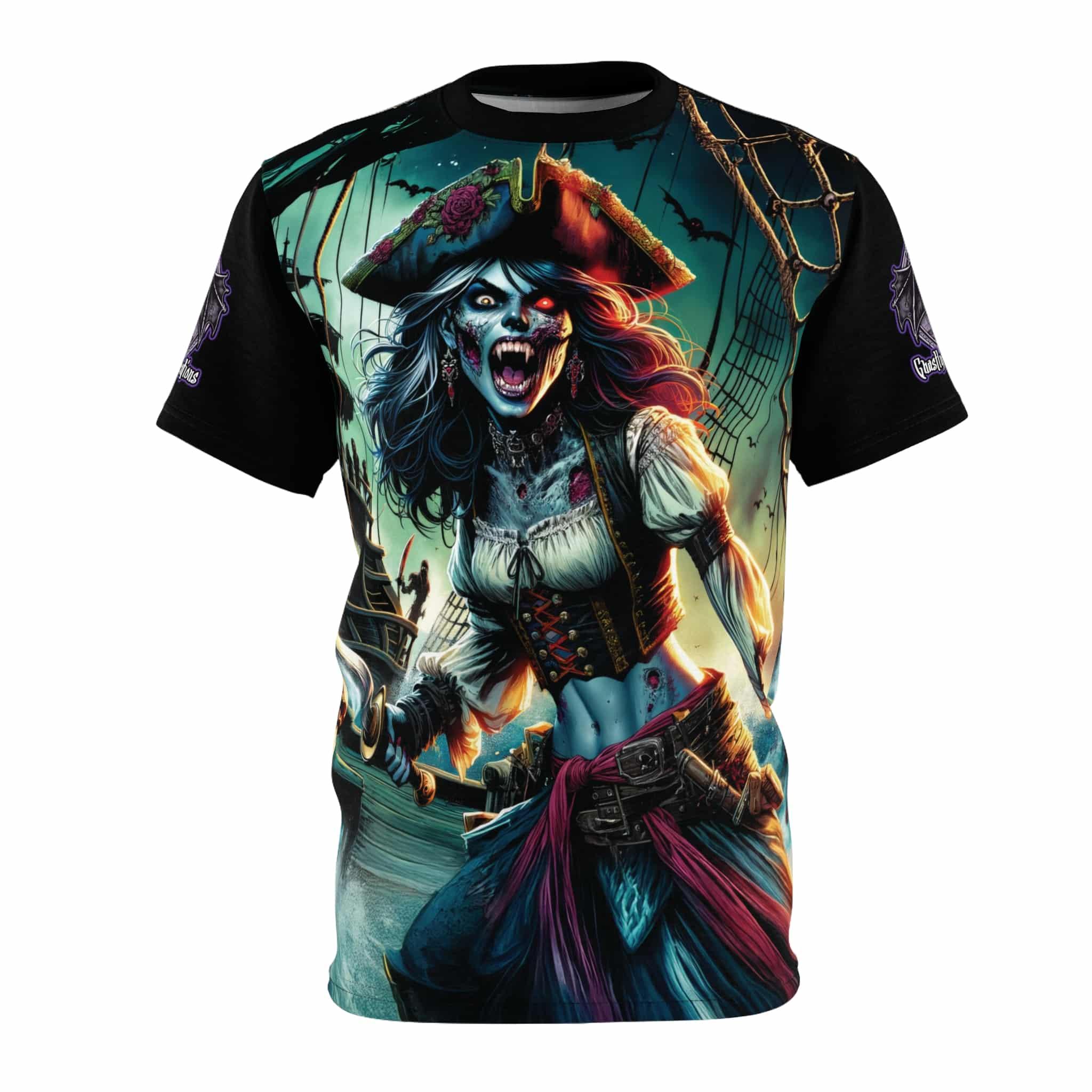 Undead Pirate Lass #ML-D-UP002 Unisex Cut & Sew Tee (AOP)