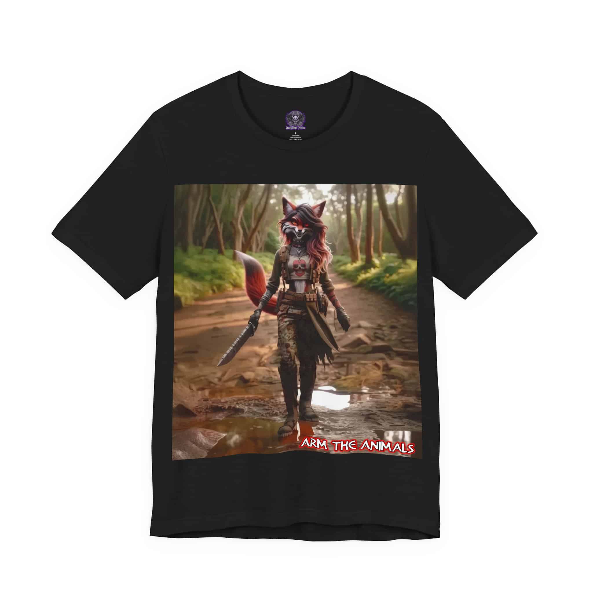 Arm The Animals: Hunter Fox #AA-D-Fo001 Unisex Jersey Short Sleeve Tee - Image 3