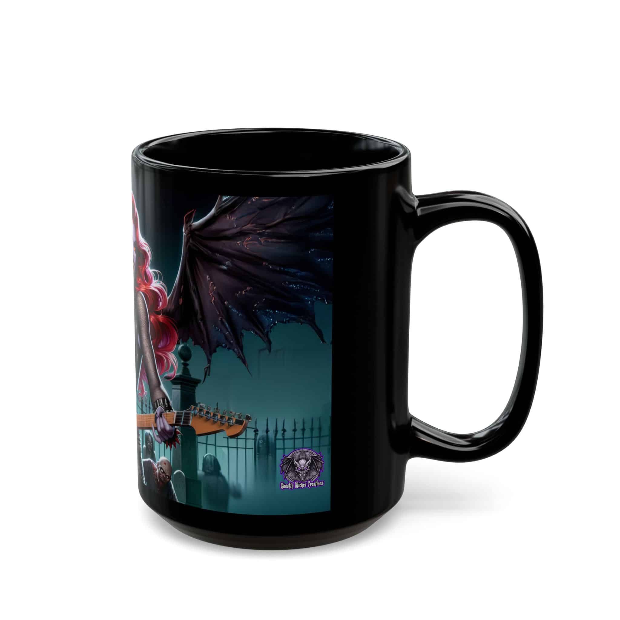 Monster Mosh Undead Angels Guitarist #MM-D-UA-C02 Black Mug (11oz, 15oz) - Image 6