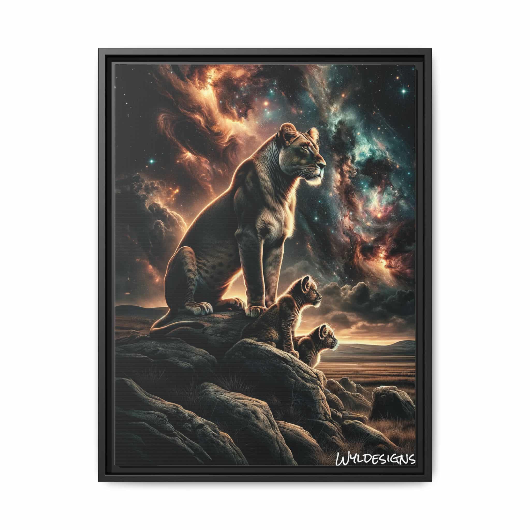 Lioness & Cubs WD-D010 By Wyldesigns Matte Canvas, Black Frame - Image 7