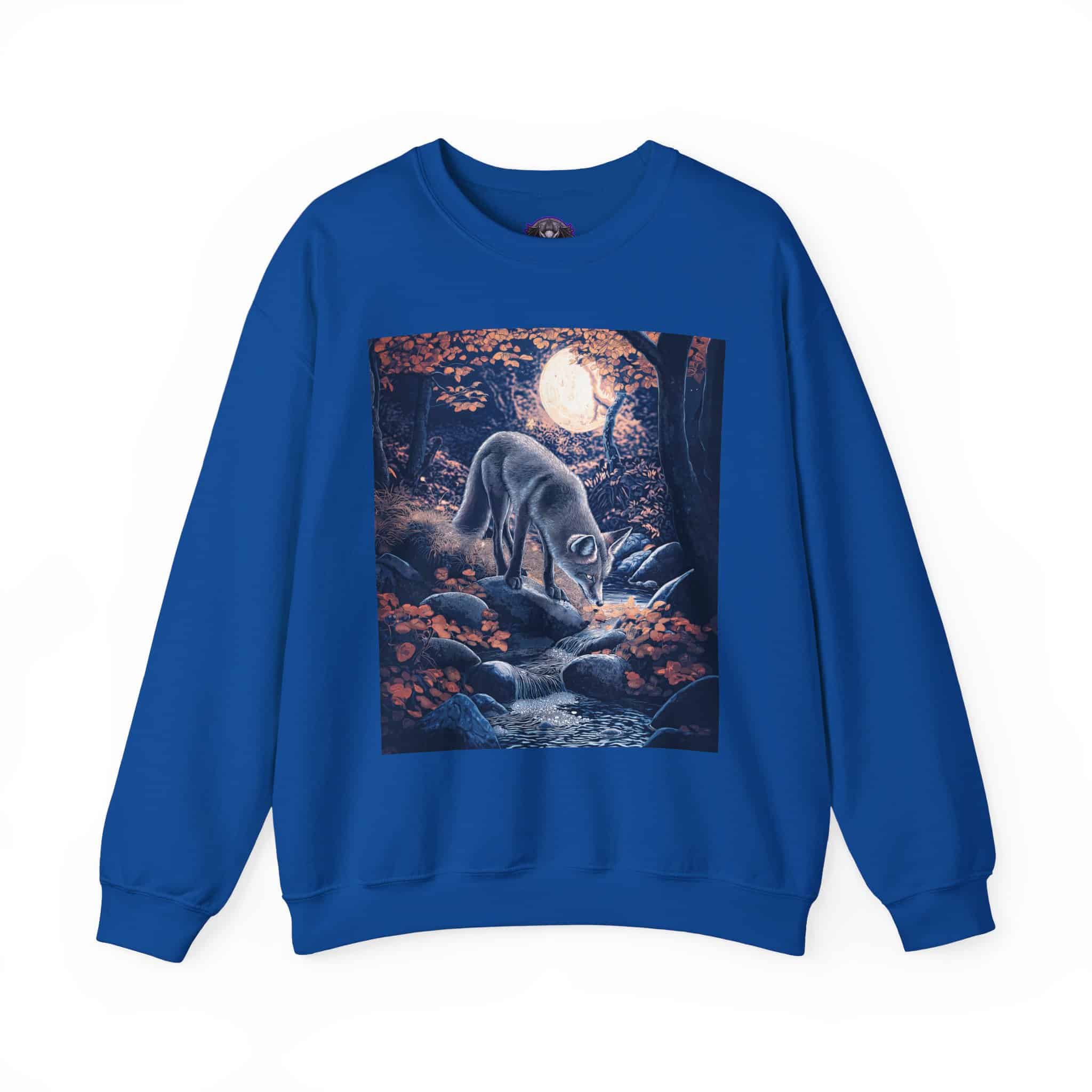 Fox By Stream At Moonlight by Wyldesigns Unisex Heavy Blend™ Crewneck Sweatshirt - Image 21