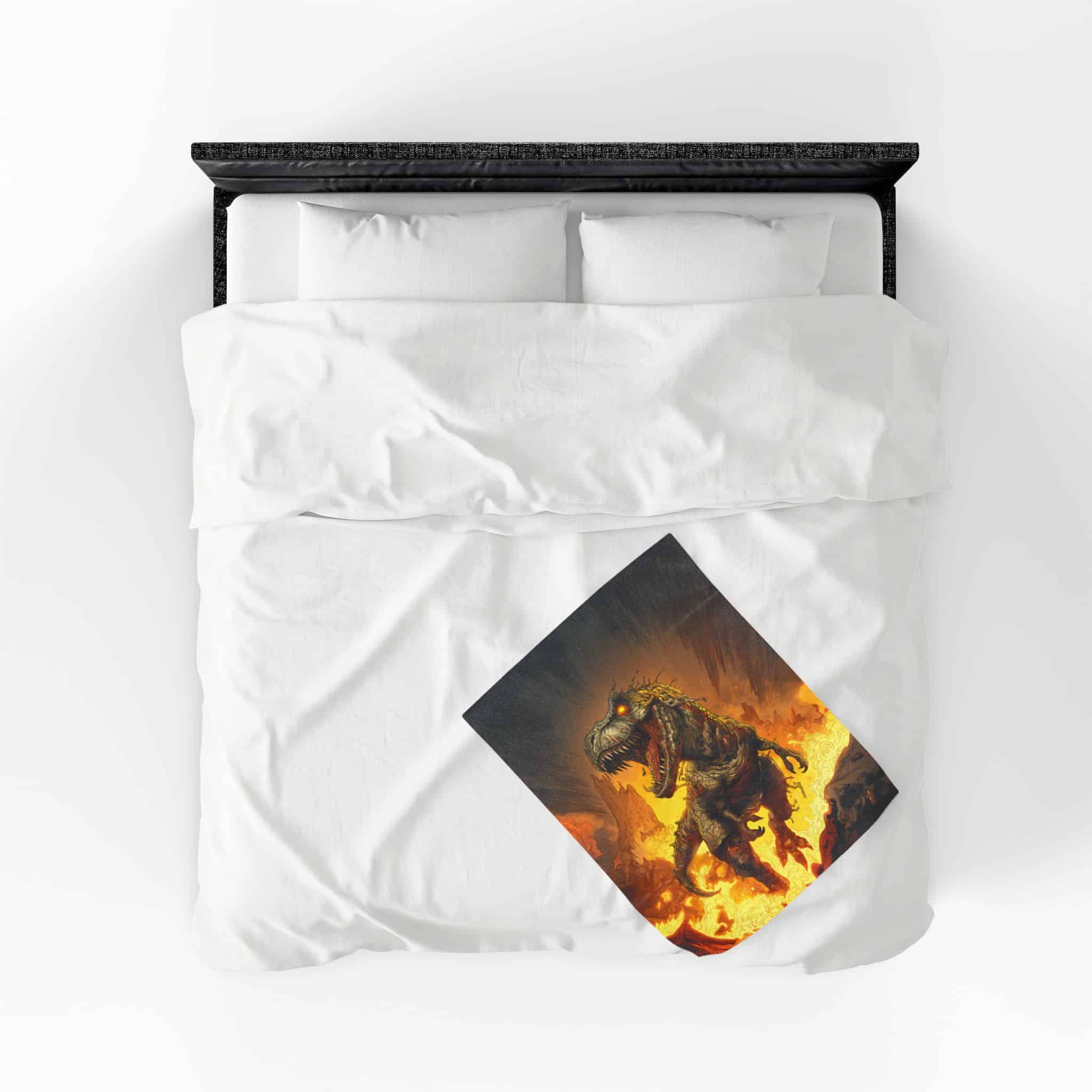 Zombie T-Rex Tyrannosaurus In Volcanic Wasteland Plush Blanket, Cozy Throw for Fall Decor, Dinosaur - Image 13