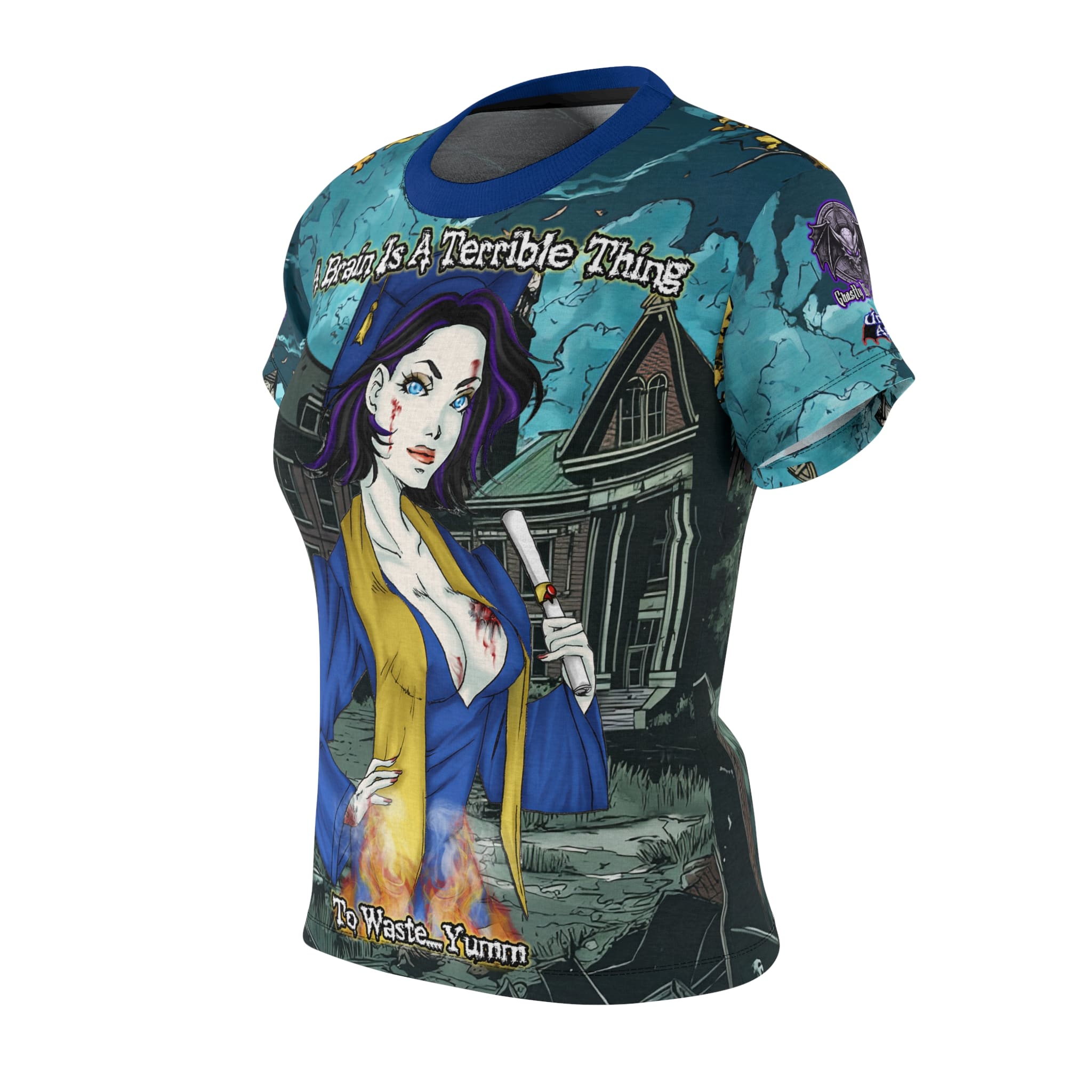 Tiffany Undead Angel Graduate - Classic Art (w/Text) Women's Cut & Sew Tee (AOP) - Image 6