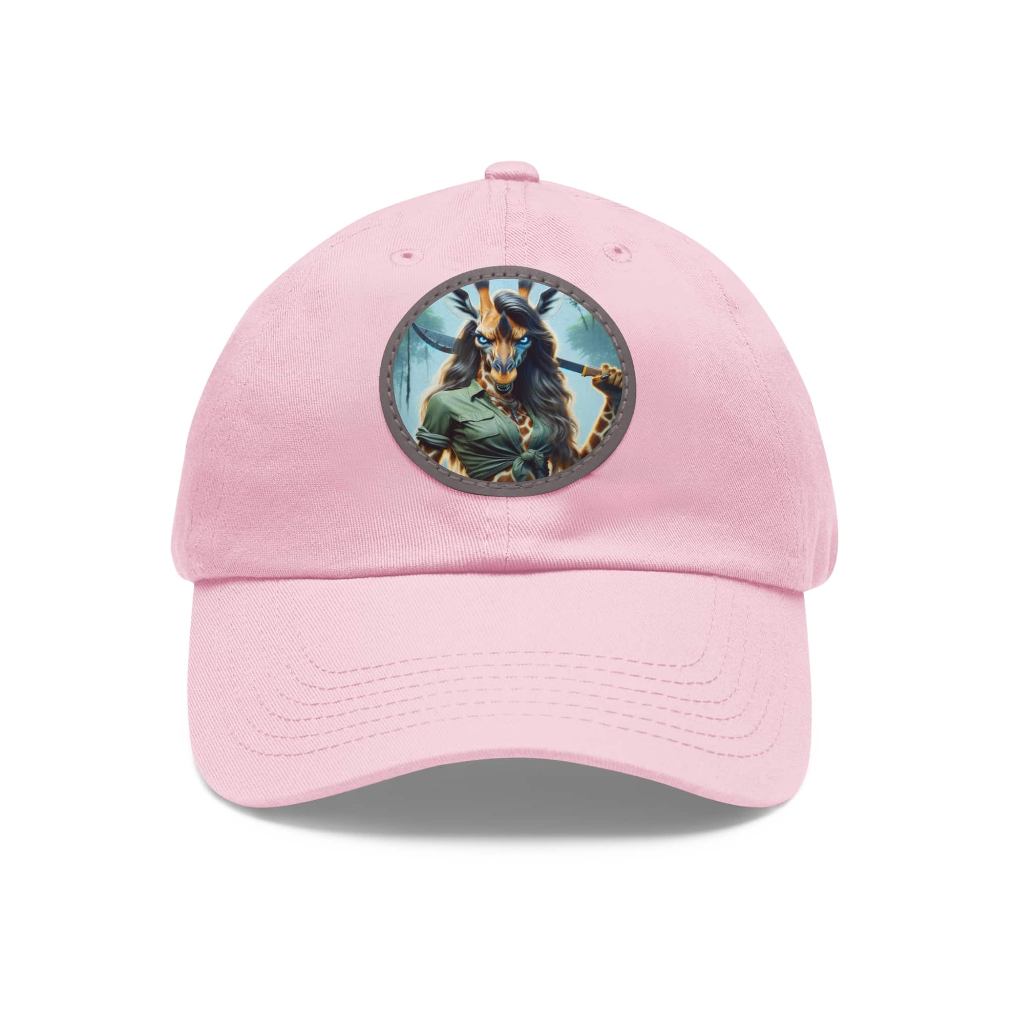 Arm The Animals: Hunter Giraffe Girl #AA-D-Gi001 Artistic Round Leather Patch Dad Hat - Stylish Casual Cap - Image 91