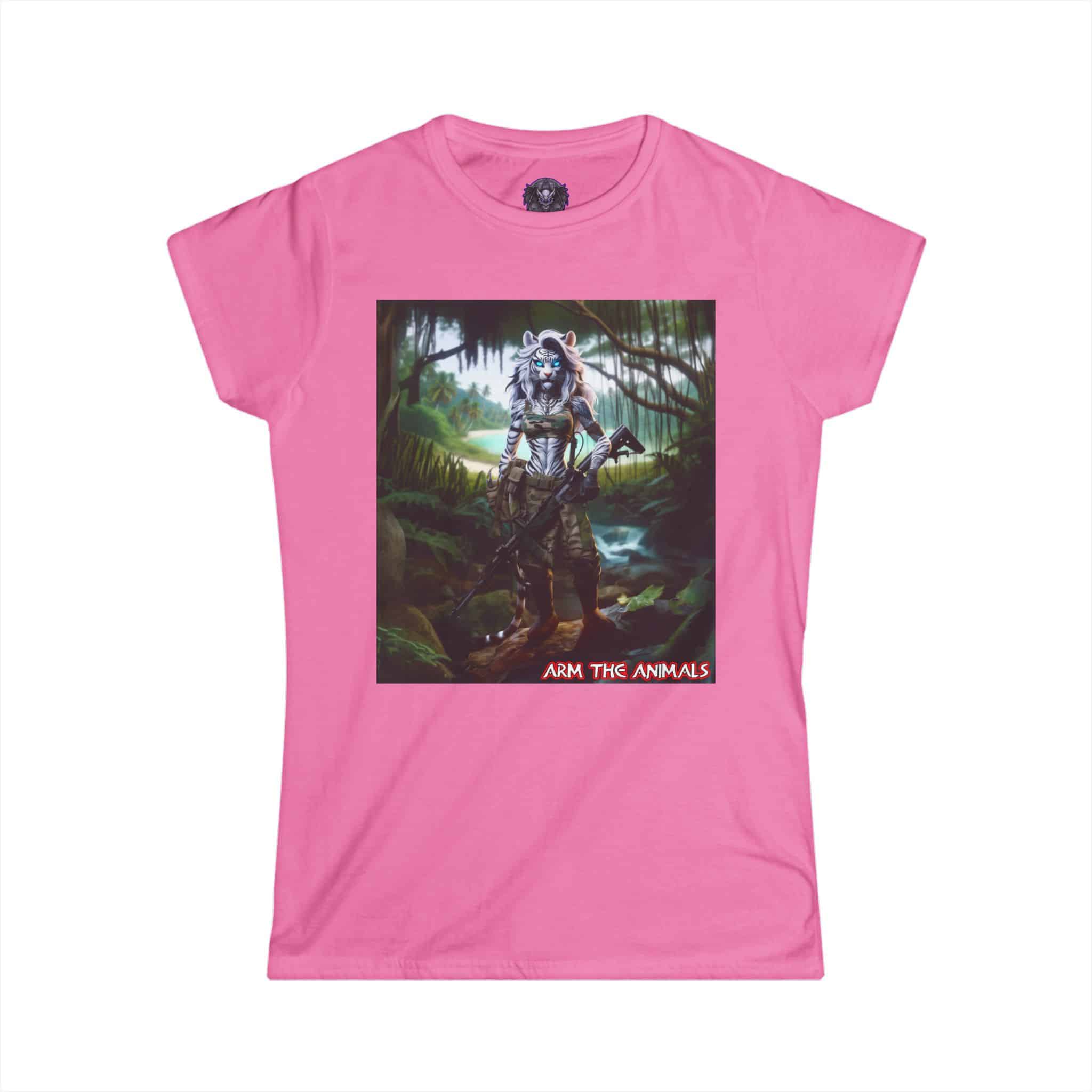 Arm The Animals: White Tiger Girl #AA-D-WT001 Women's Softstyle Tee - Image 37