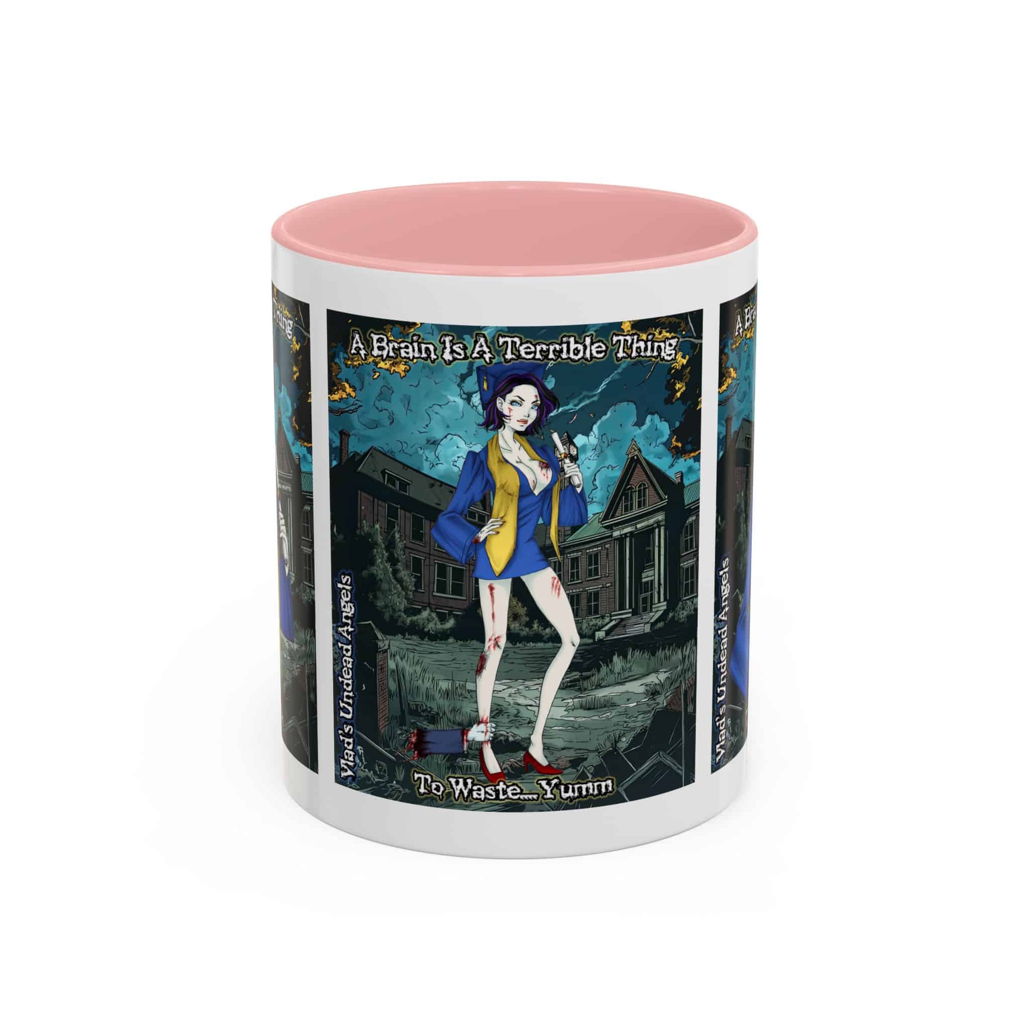 Tiffany Undead Angel Zombie Graduate – Classic Art V2 w/Text Accent Coffee Mug (11, 15oz) - Image 17
