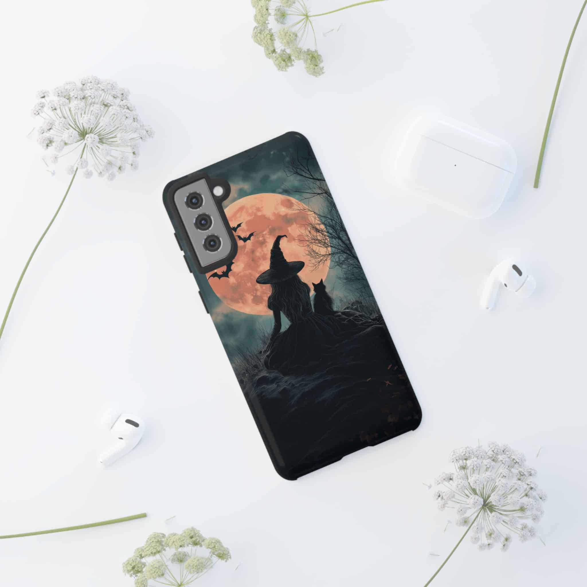 Witch With Black Cat By Moonlight #MJ-W004 Samsung S21, S22, S23, S24 Plus & Ultra Tough Cases - Image 2