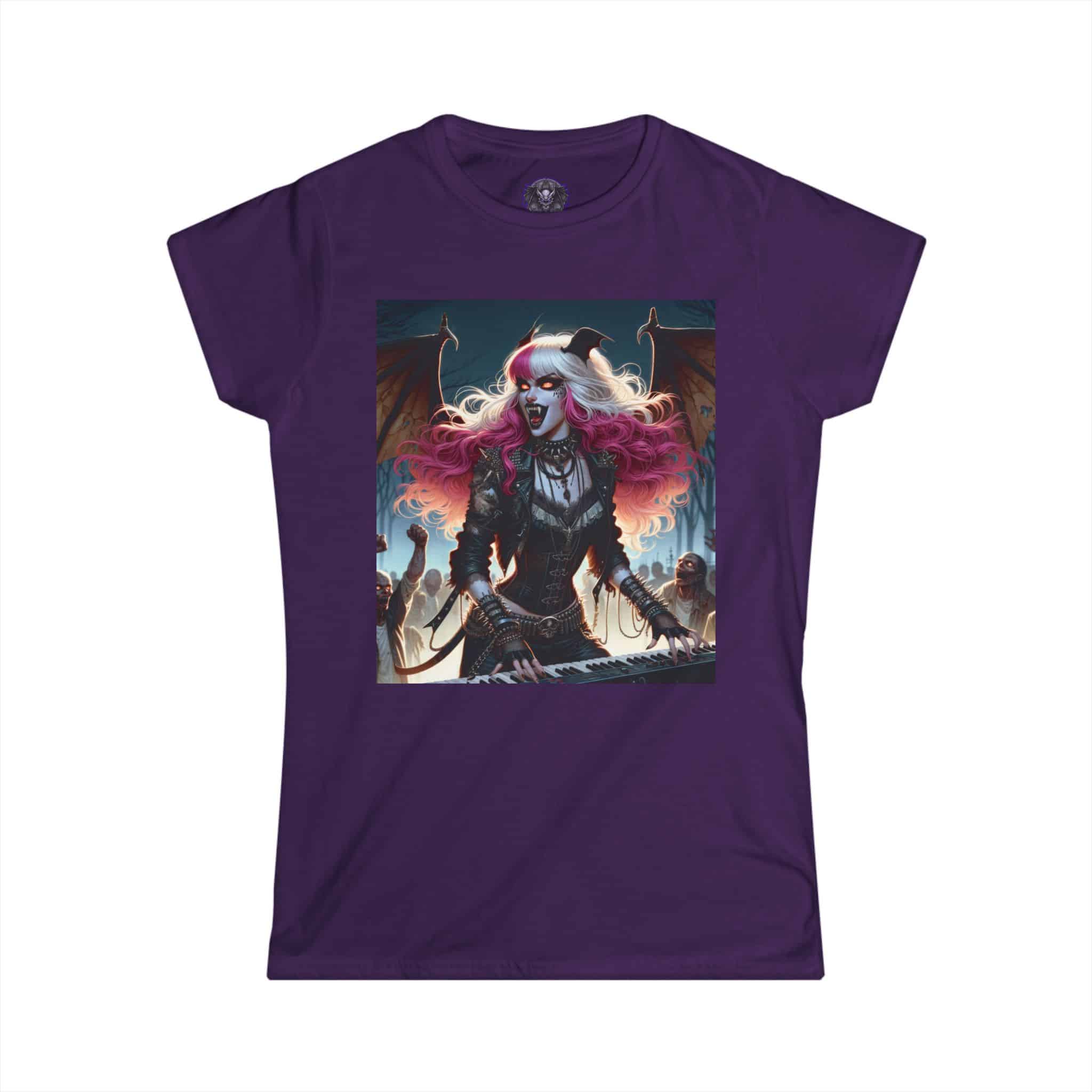 Monster Mosh Undead Angels Bat Keyboardist MM-D-UA-L01 Women's Softstyle Tee - Image 37