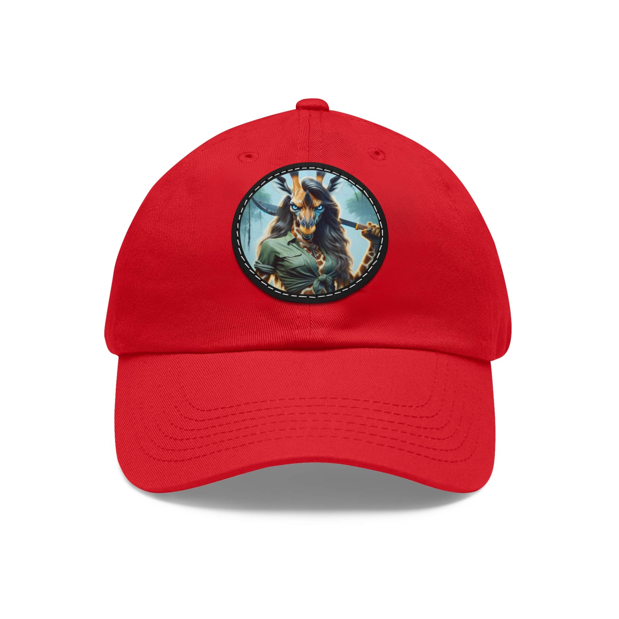 Arm The Animals: Hunter Giraffe Girl #AA-D-Gi001 Artistic Round Leather Patch Dad Hat - Stylish Casual Cap - Image 26