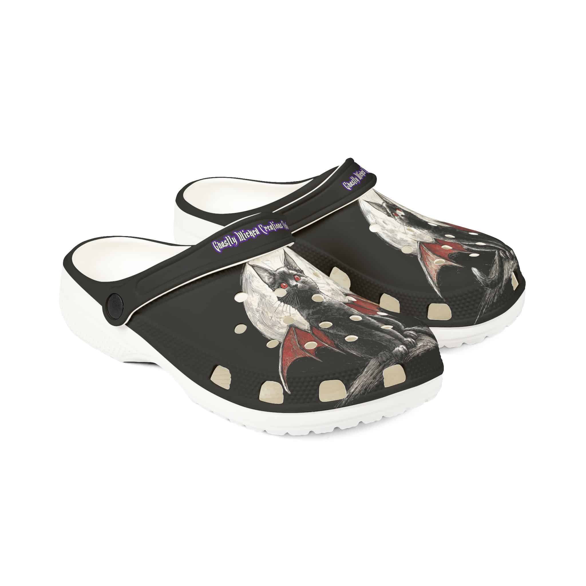 Scary Cute Halloween Bat Cat EVA Foam Shoes - Clog Style - Image 11