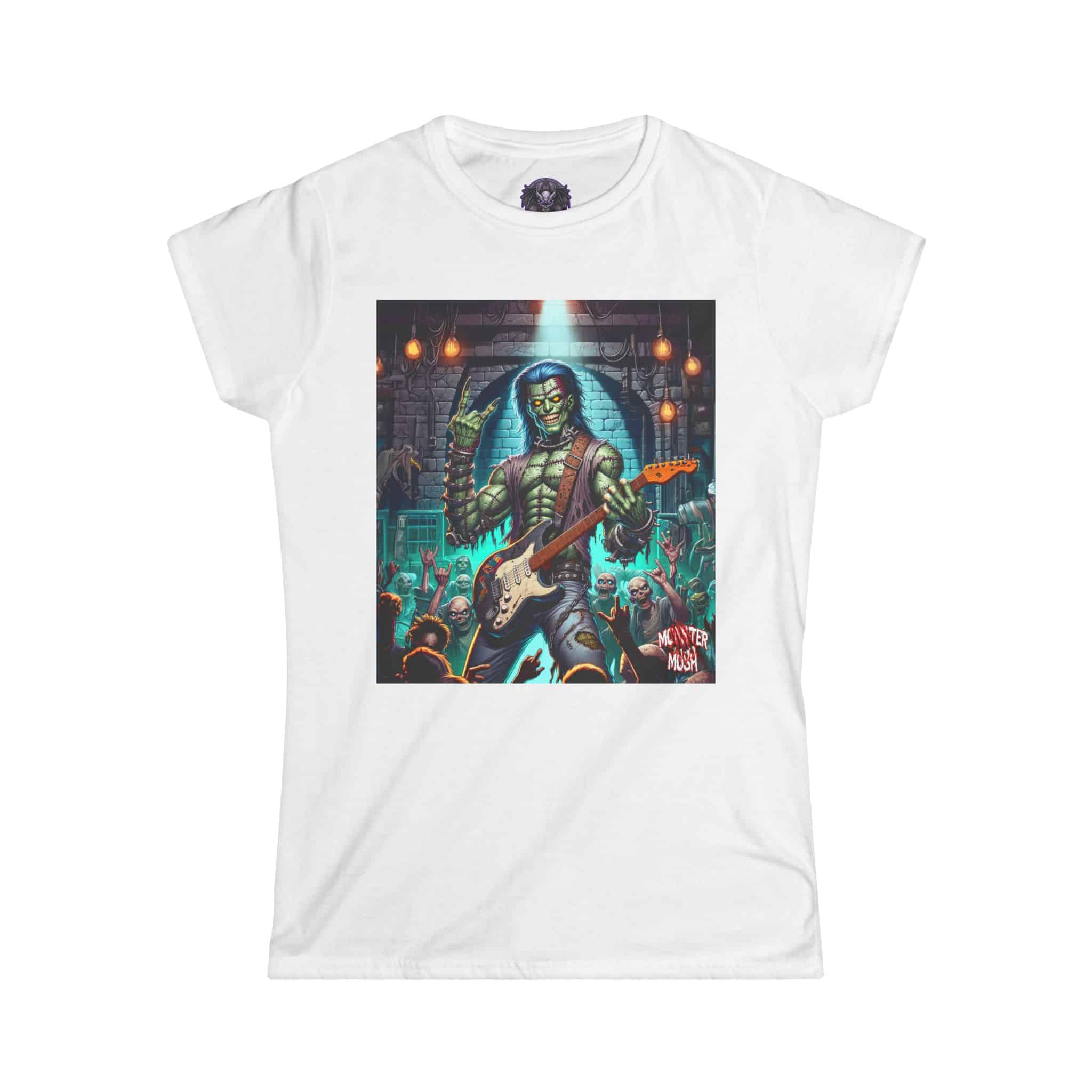 Monster Mosh 2024 Tour Frankie On Guitar MM-D002 Women's Softstyle Tee - Image 4