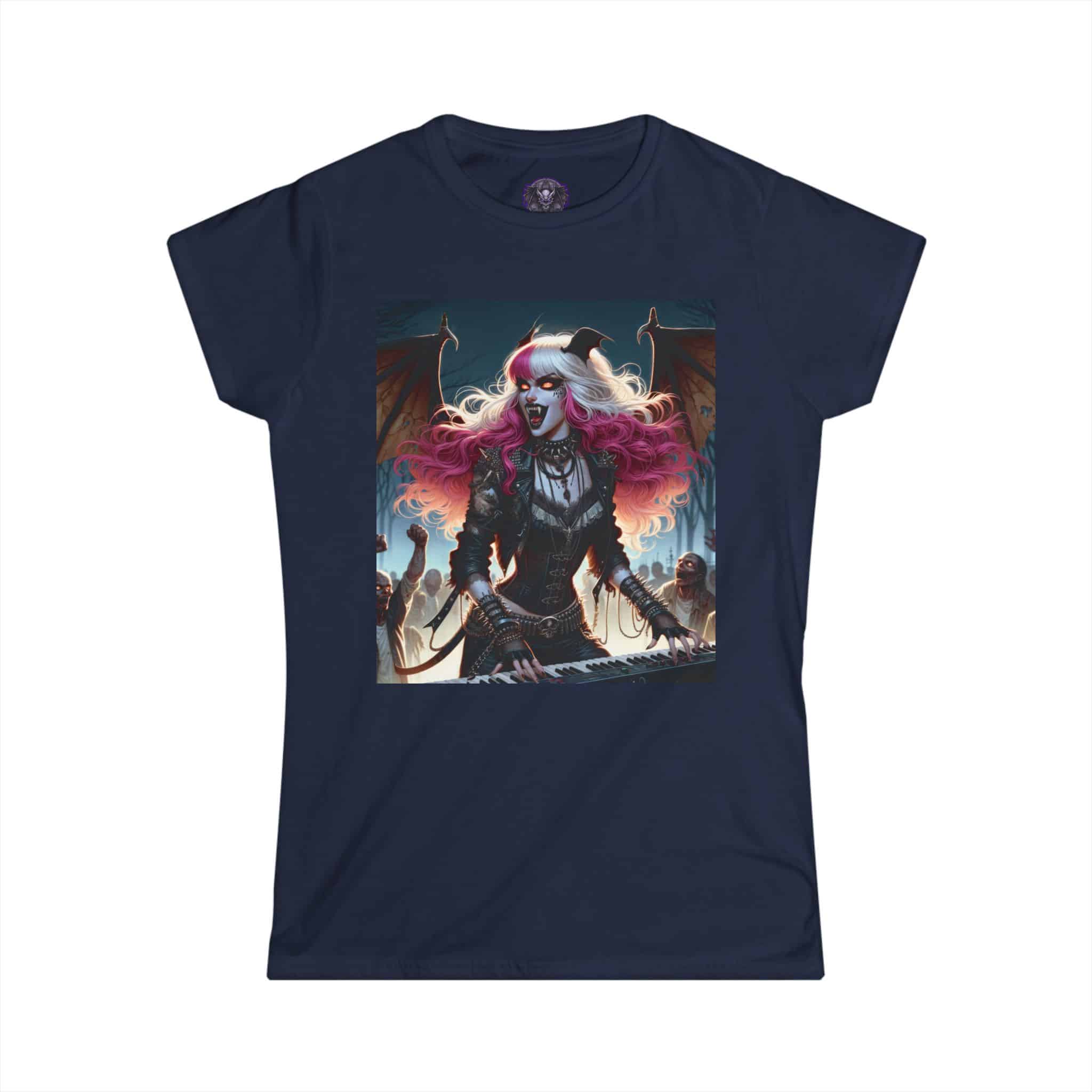 Monster Mosh Undead Angels Bat Keyboardist MM-D-UA-L01 Women's Softstyle Tee - Image 31