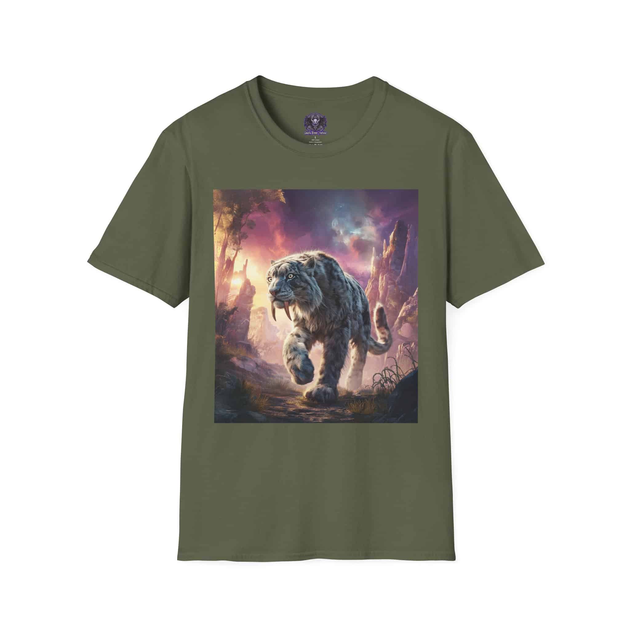 Prehistoric Smilodon aka Sabre-Tooth Tiger II Unisex T-Shirt, Graphic Tee, Unique Gift, Casual Wear - Image 25