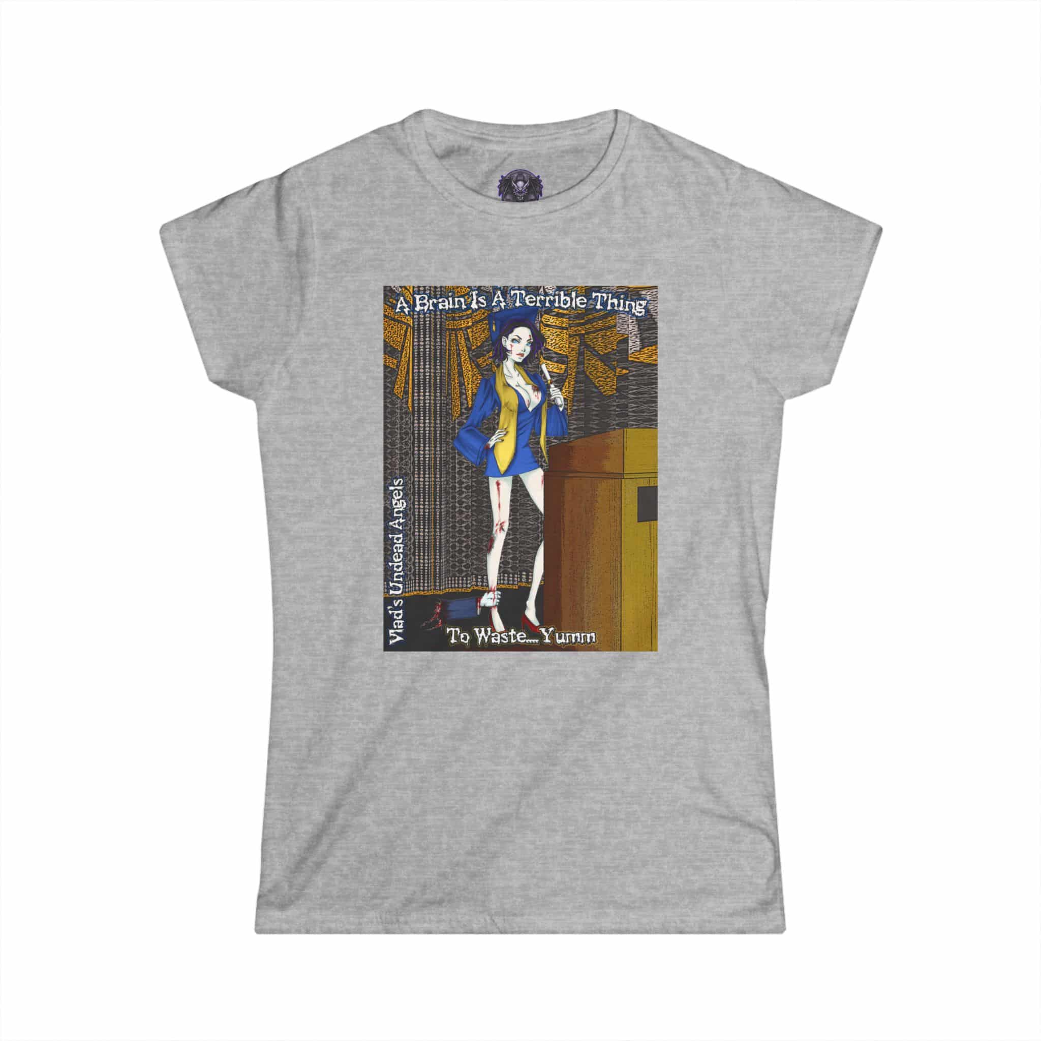 Tiffany Undead Angel Zombie Graduate - Classic Art w/Text F1 Re-Issue Women's Softstyle Tee - Image 19