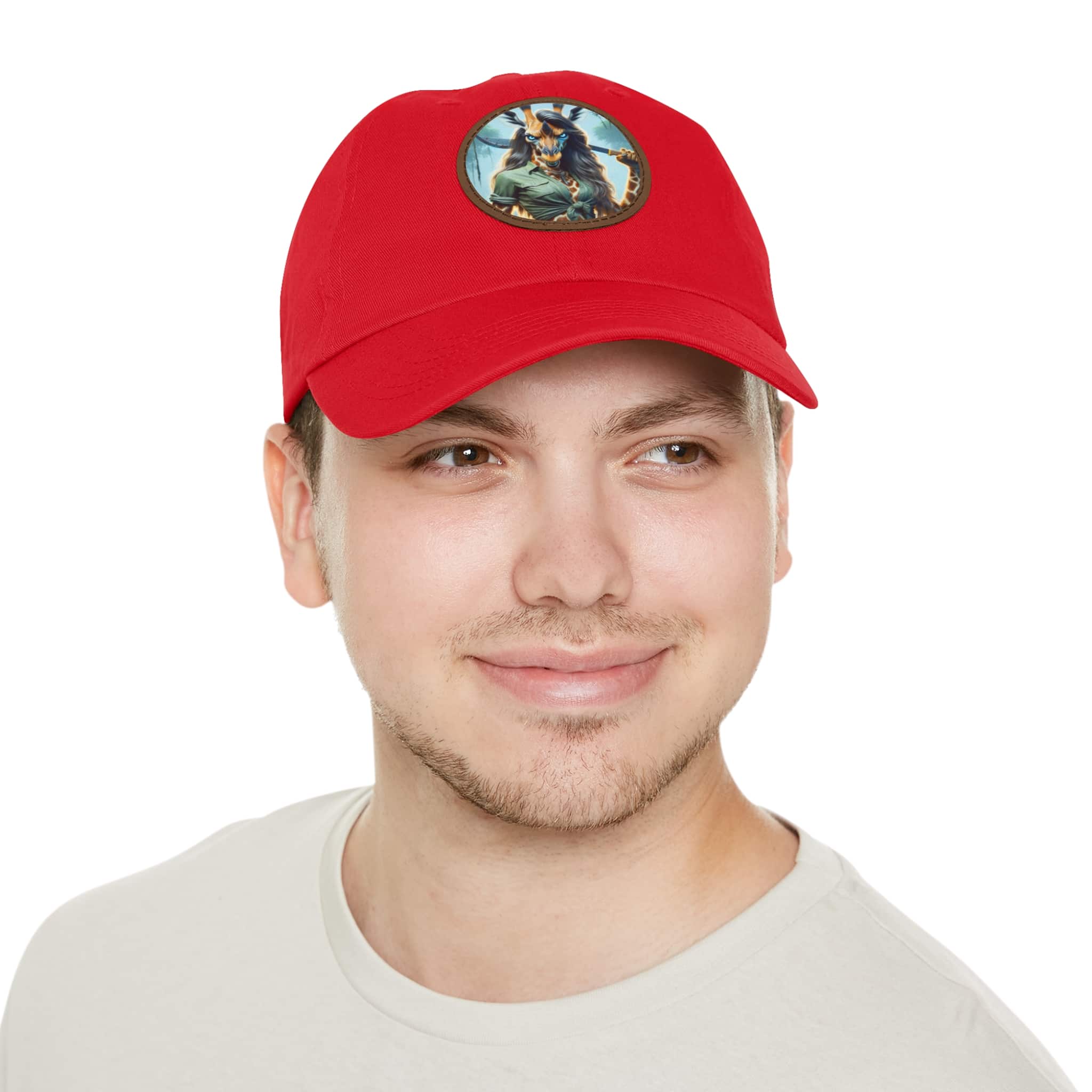 Arm The Animals: Hunter Giraffe Girl #AA-D-Gi001 Artistic Round Leather Patch Dad Hat - Stylish Casual Cap - Image 40