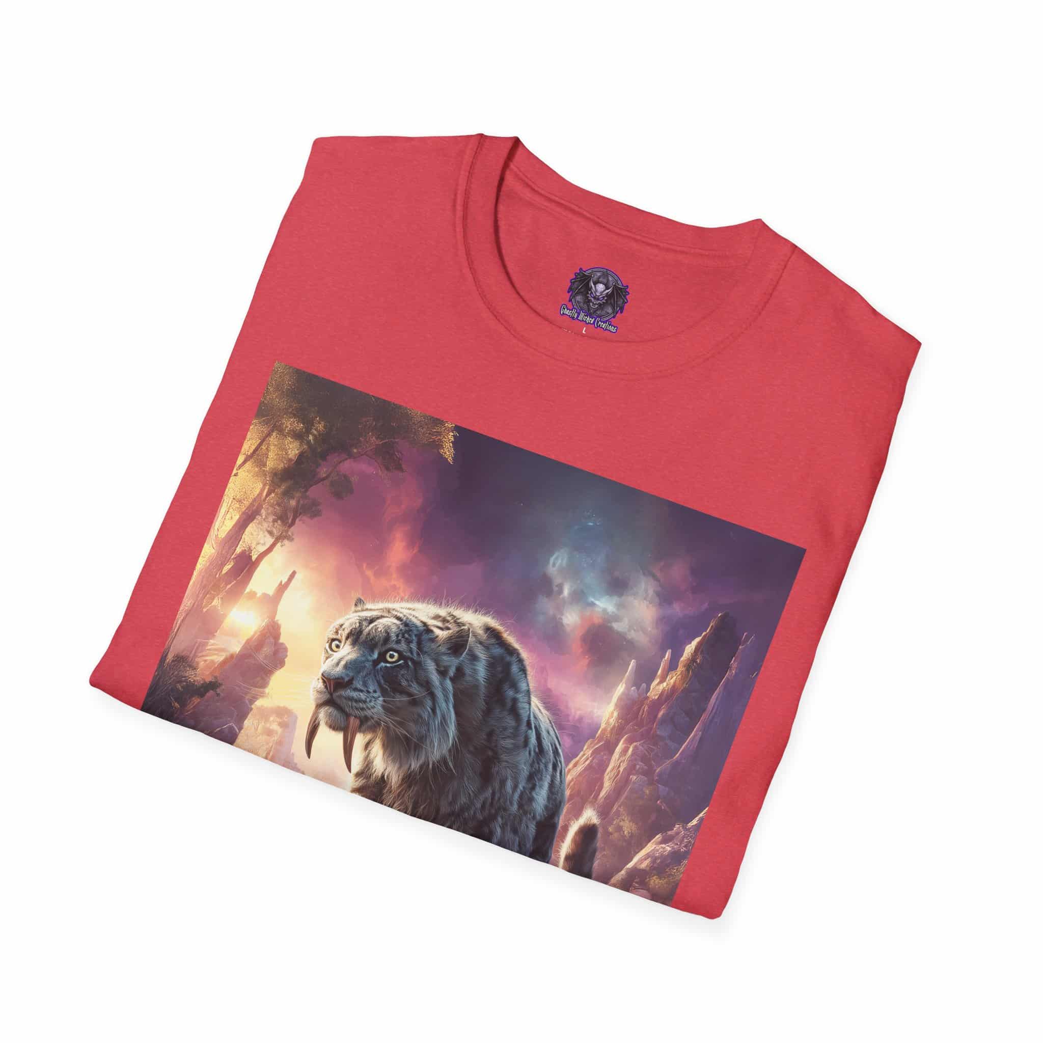 Prehistoric Smilodon aka Sabre-Tooth Tiger II Unisex T-Shirt, Graphic Tee, Unique Gift, Casual Wear - Image 52