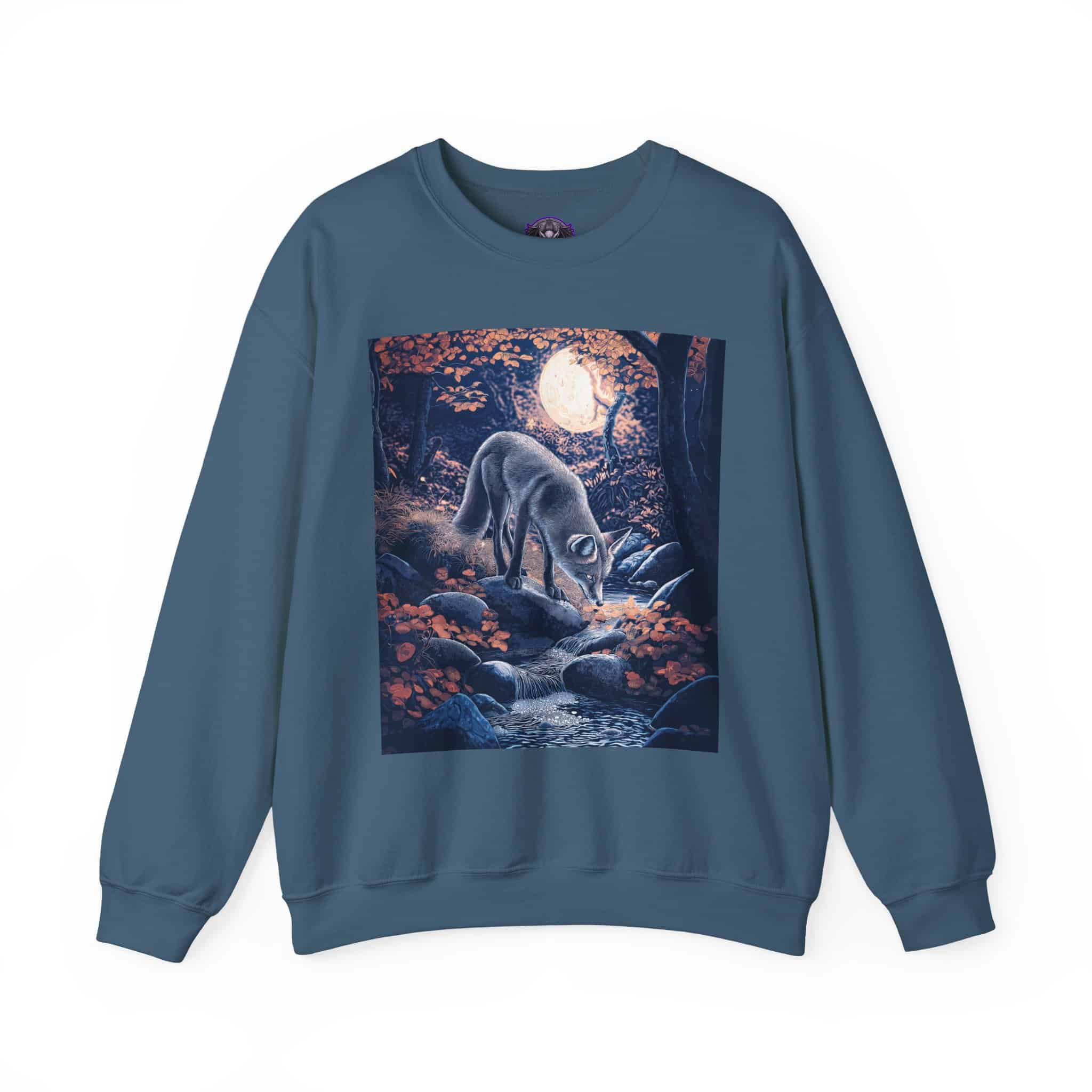 Fox By Stream At Moonlight by Wyldesigns Unisex Heavy Blend™ Crewneck Sweatshirt - Image 17