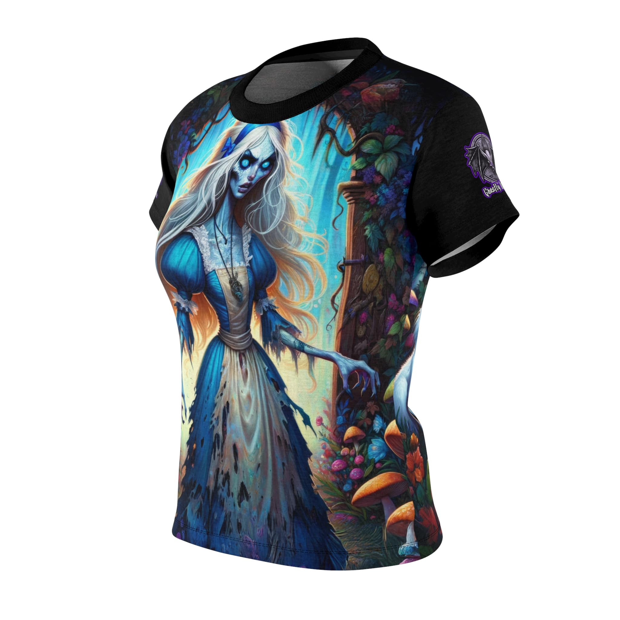Undead Alice & White Rabbit Zombie #WT-D-A03 Women's Cut & Sew Tee (AOP) - Image 3