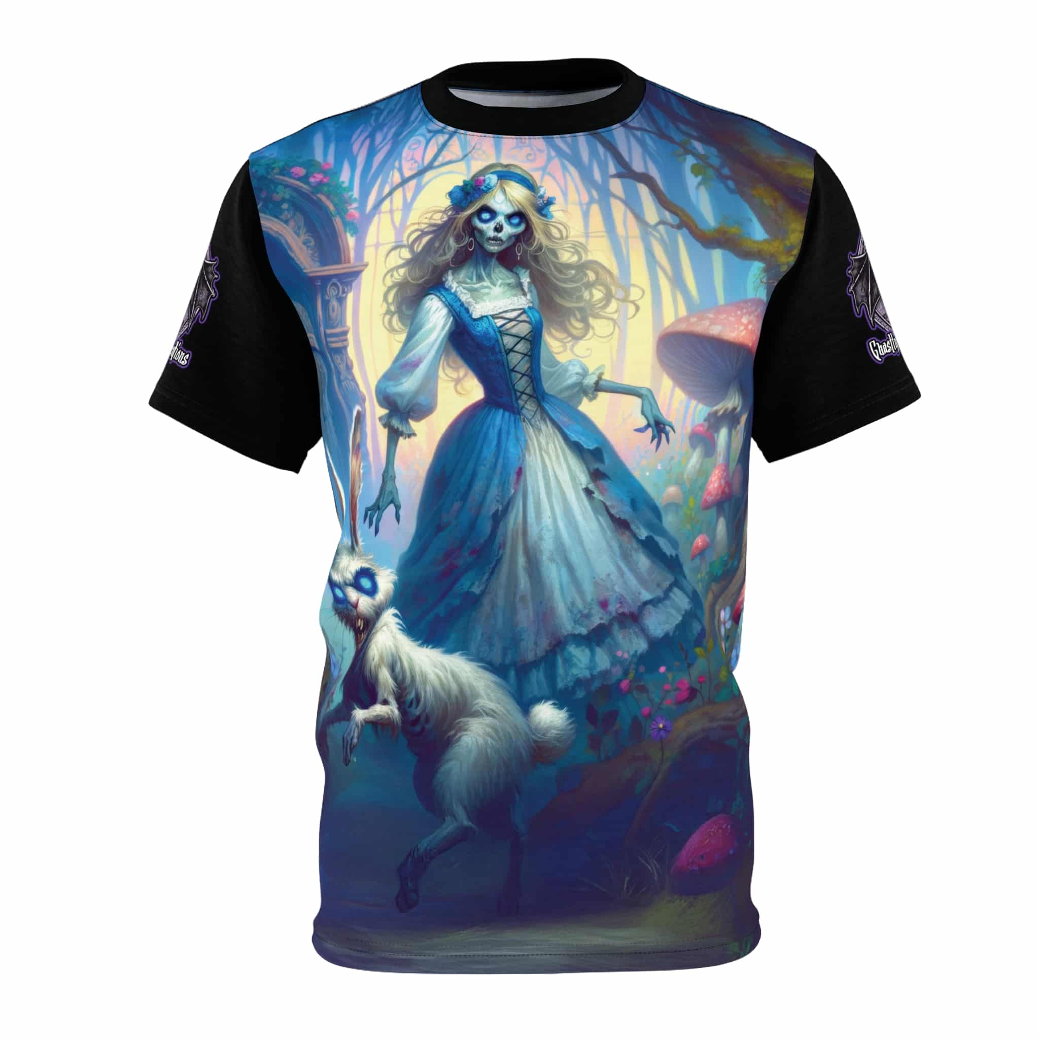 Undead Alice & White Rabbit Zombie #WT-D-A04 Unisex Cut & Sew Tee (AOP)