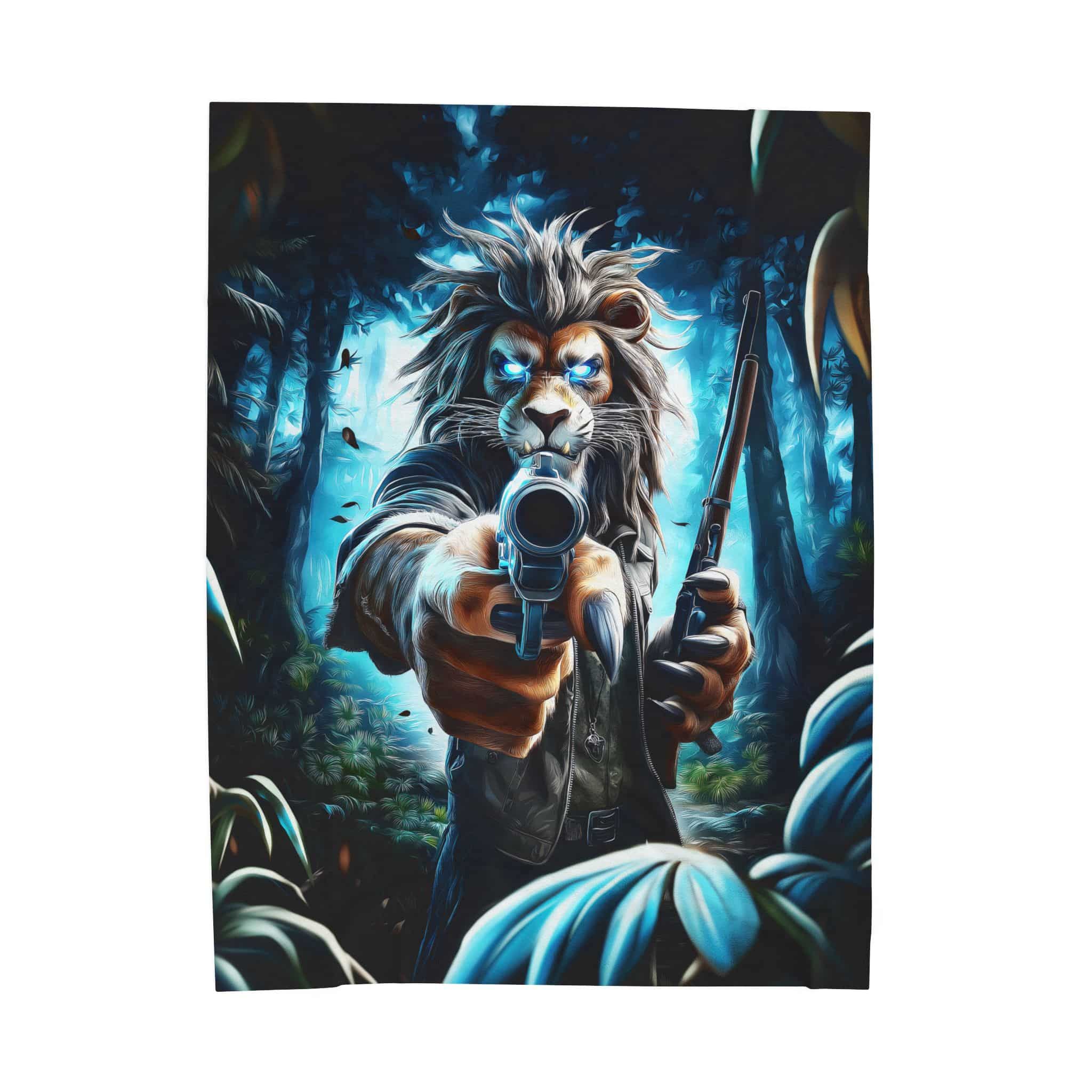 Arm The Animals: Hunter Lion #AA030 Plush Blanket, Cozy Throw for Fall Decor, - Image 9