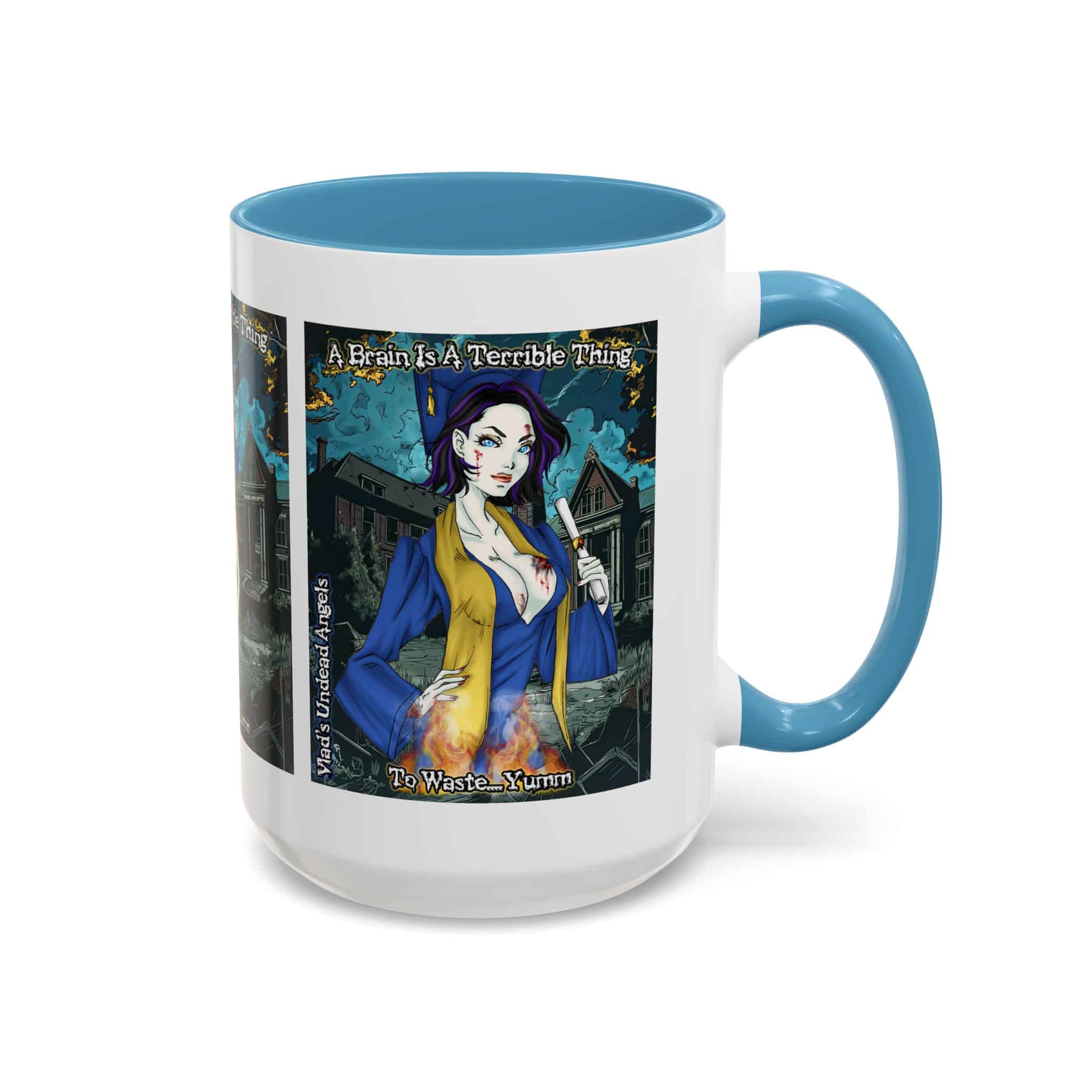 Tiffany Undead Angel Zombie Graduate – Classic Art V2 w/Text Accent Coffee Mug (11, 15oz) - Image 38