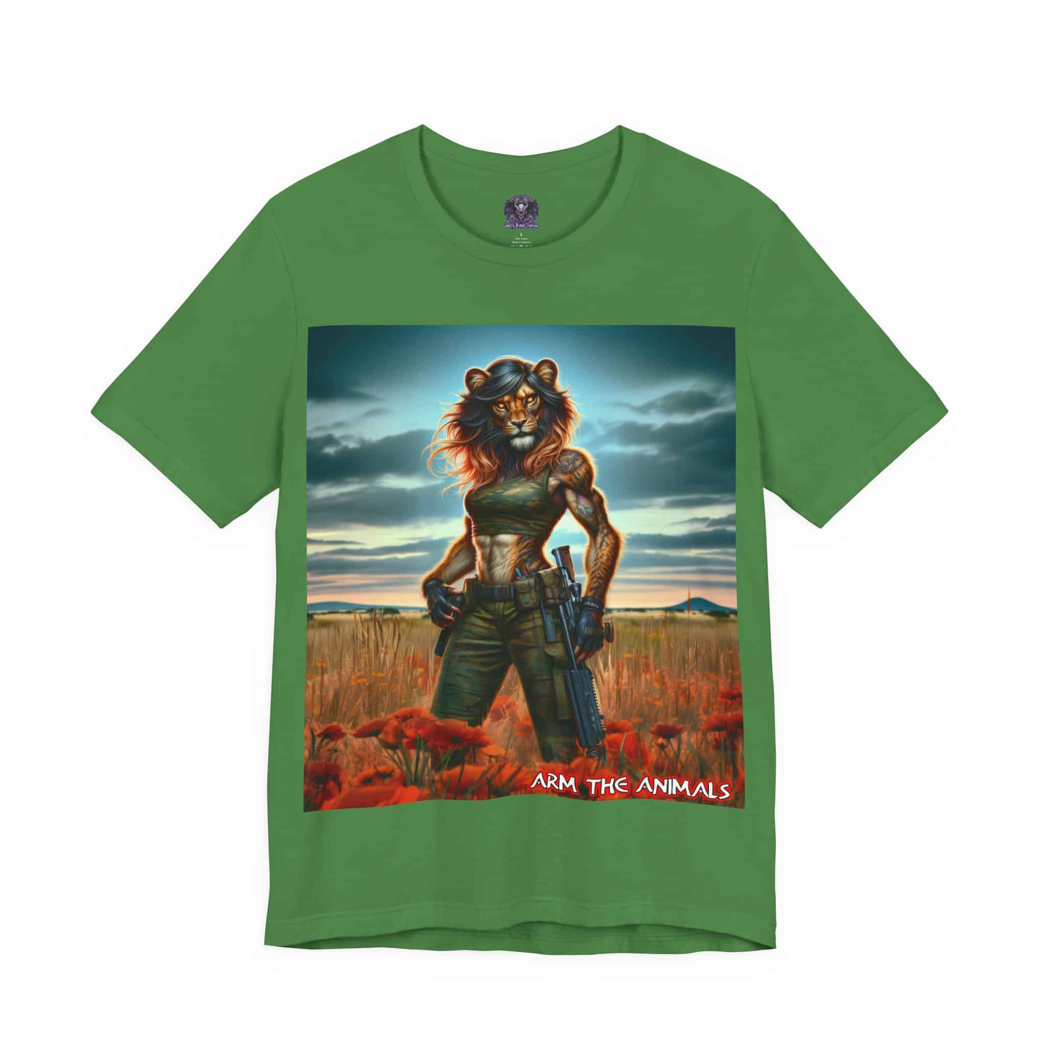 Arm The Animals: Hunter Lioness #AA-D-Lis001 Unisex Jersey Short Sleeve Tee - Image 43