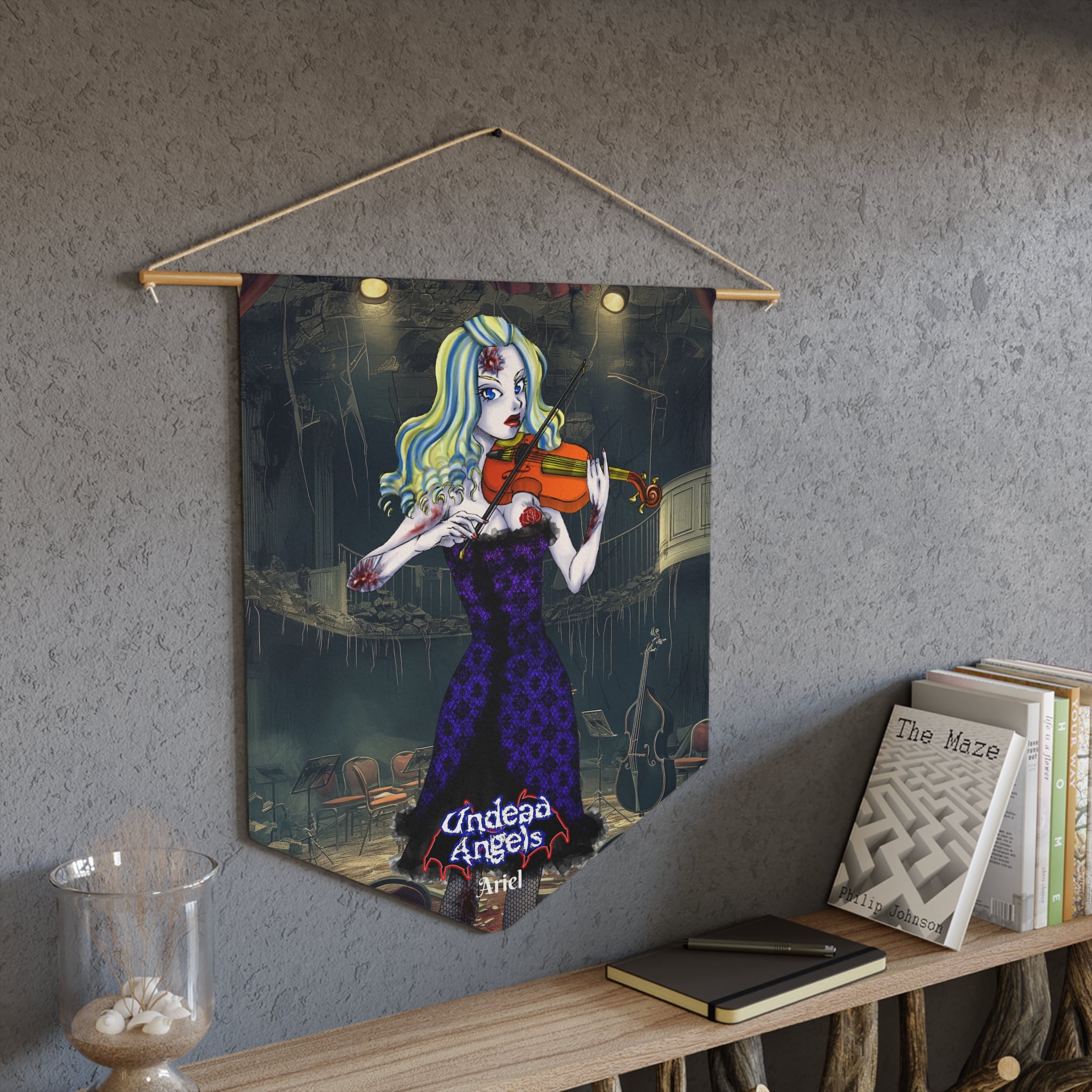 Ariel Undead Angel Violinist Classic Art Pennant - Image 4